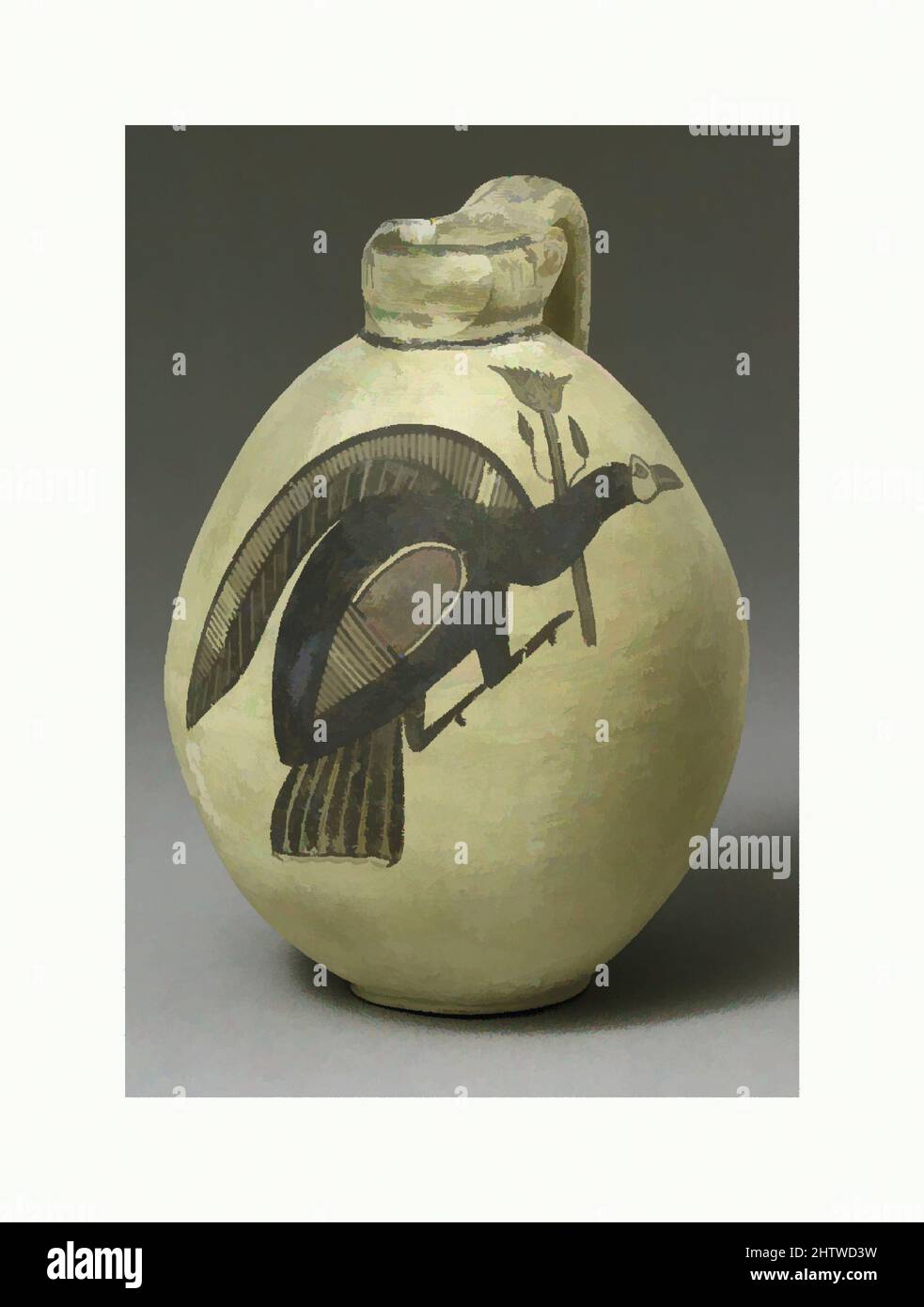 Art inspiré par la carafe en terre cuite, Cypro-archaïque I, ca. 750–600 C.-B., chypriote, terre cuite, H. 9 15/16 po. (25,3 cm), les vases, les oiseaux représentent un motif fréquent sur cette classe de cruches avec soi-disant décoration de champ libre. La variété dans l'articulation des oiseaux est remarquable, bien que le, Classic œuvres modernisées par Artotop avec un peu de modernité. Formes, couleur et valeur, impact visuel accrocheur sur l'art émotions par la liberté d'œuvres d'art d'une manière contemporaine. Un message intemporel qui cherche une nouvelle direction créative. Artistes qui se tournent vers le support numérique et créent le NFT Artotop Banque D'Images