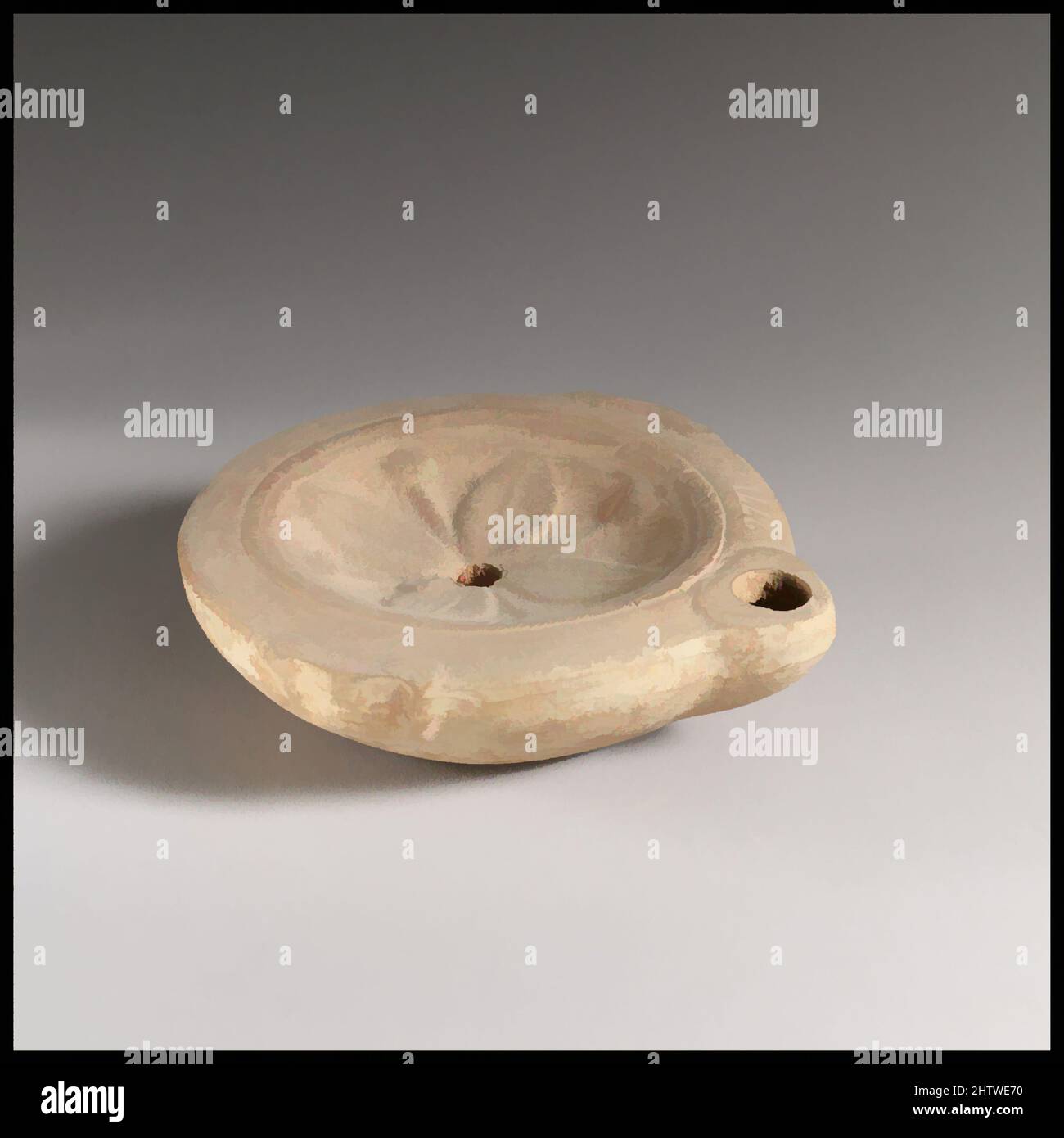 Art inspiré par la lampe, 2nd Century A.D., romain, terre cuite, longueur 8,4 cm. H. 2,4 cm., terracottas, oeuvres classiques modernisées par Artotop avec une touche de modernité. Formes, couleur et valeur, impact visuel accrocheur sur l'art émotions par la liberté d'œuvres d'art d'une manière contemporaine. Un message intemporel qui cherche une nouvelle direction créative. Artistes qui se tournent vers le support numérique et créent le NFT Artotop Banque D'Images