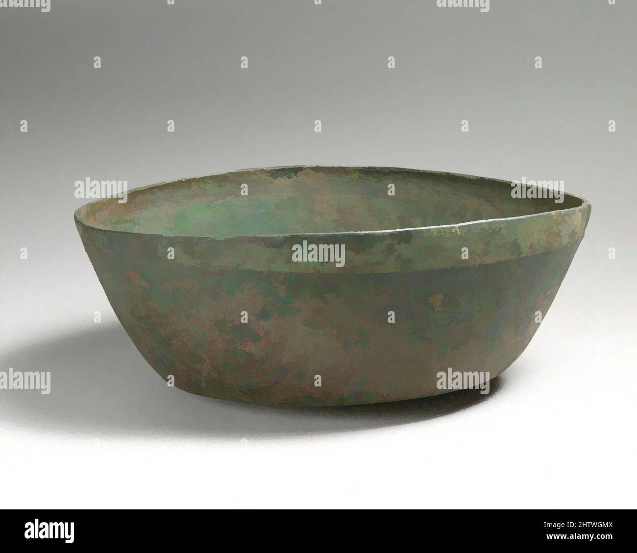 Art inspiré par Bowl, chypriote, Bronze, 3 1/8in. (7,9cm), bronzes, oeuvres classiques modernisées par Artotop avec une touche de modernité. Formes, couleur et valeur, impact visuel accrocheur sur l'art émotions par la liberté d'œuvres d'art d'une manière contemporaine. Un message intemporel qui cherche une nouvelle direction créative. Artistes qui se tournent vers le support numérique et créent le NFT Artotop Banque D'Images