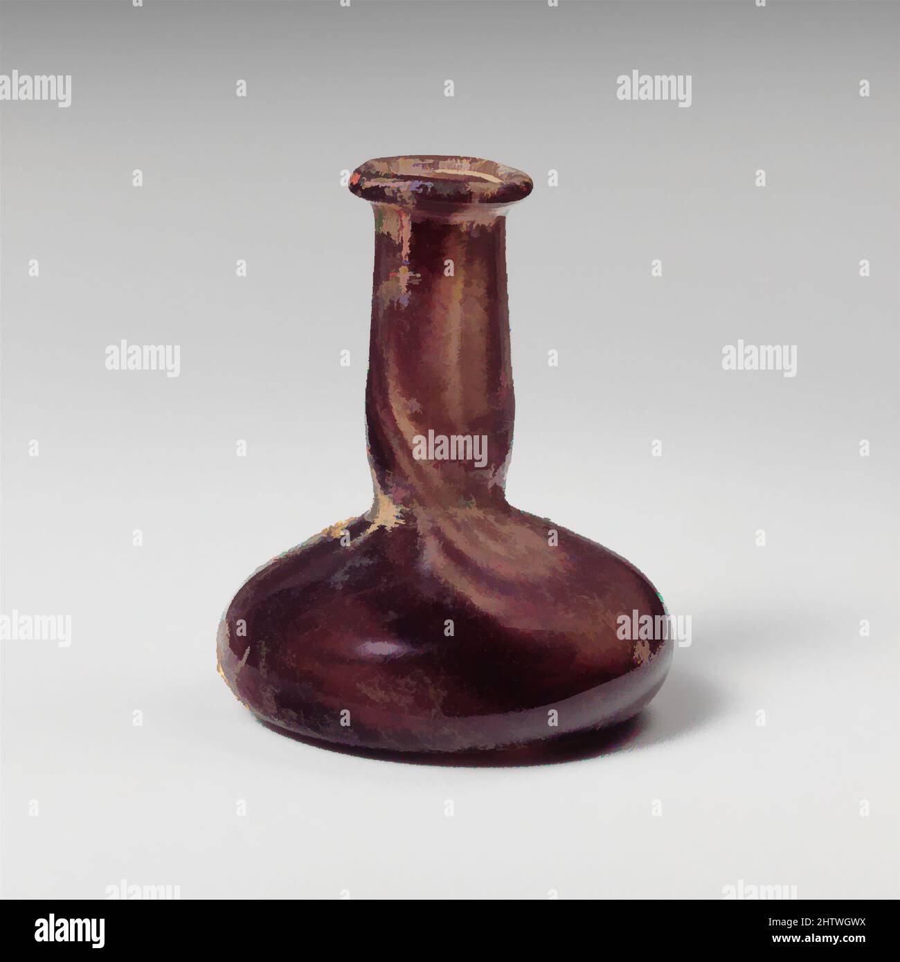 Art inspiré par flacon de parfum en verre, début ou mi-impérial, 1st–2nd Century A.D., romain, verre ; soufflé, 1 15/16 × 1 5/8 po (4,9 × 4,1 cm), verre, incolore, avec de nombreuses rayures violettes translucides. Jante repliée vers l'extérieur, sur et vers l'intérieur, avec lèvre supérieure biseautée et irrégulière ; Col cylindrique mais légèrement, les œuvres classiques modernisées par Artotop avec une touche de modernité. Formes, couleur et valeur, impact visuel accrocheur sur l'art émotions par la liberté d'œuvres d'art d'une manière contemporaine. Un message intemporel qui cherche une nouvelle direction créative. Artistes qui se tournent vers le support numérique et créent le NFT Artotop Banque D'Images