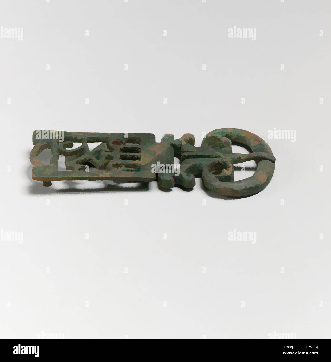 Art inspiré par Buckle, Bronze, autre : 2 7/8 po (7,3 cm), bronzes, oeuvres classiques modernisées par Artotop avec une touche de modernité. Formes, couleur et valeur, impact visuel accrocheur sur l'art émotions par la liberté d'œuvres d'art d'une manière contemporaine. Un message intemporel qui cherche une nouvelle direction créative. Artistes qui se tournent vers le support numérique et créent le NFT Artotop Banque D'Images