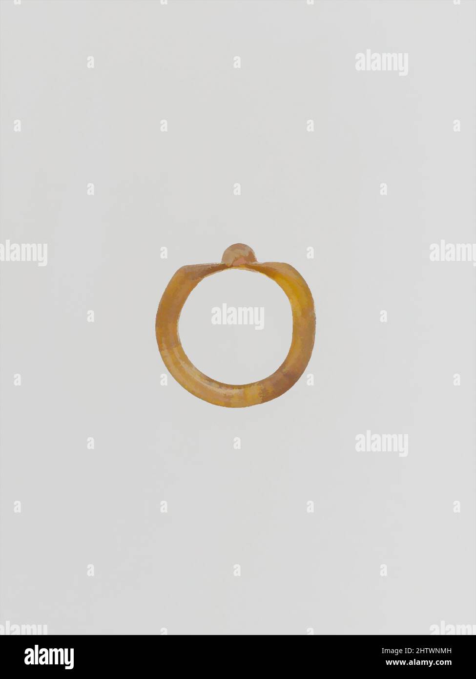 Art inspiré par la bague de doigt en verre, Imperial, CA. 2nd–3rd Century A.D., Roman, Glass; dessiné et outillé, H.: 1/4 po. (0,6 cm), verre, jaune miel translucide., cerceau circulaire et section transversale fait d'une tige droite et plié en anneau de sorte que les extrémités se rencontrent au cadre, qui a été mis en œuvre, oeuvres classiques modernisées par Artotop avec une touche de modernité. Formes, couleur et valeur, impact visuel accrocheur sur l'art émotions par la liberté d'œuvres d'art d'une manière contemporaine. Un message intemporel qui cherche une nouvelle direction créative. Artistes qui se tournent vers le support numérique et créent le NFT Artotop Banque D'Images