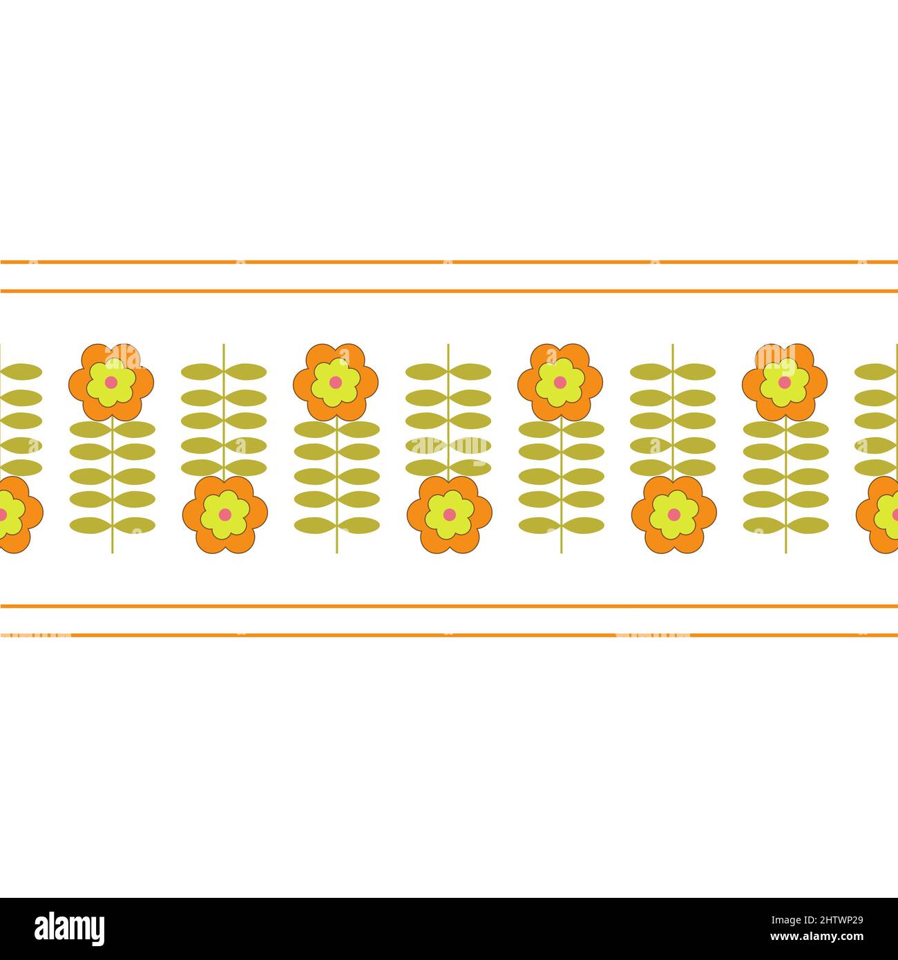 Bordure avec fleurs jaunes. Illustration vectorielle. Illustration de Vecteur