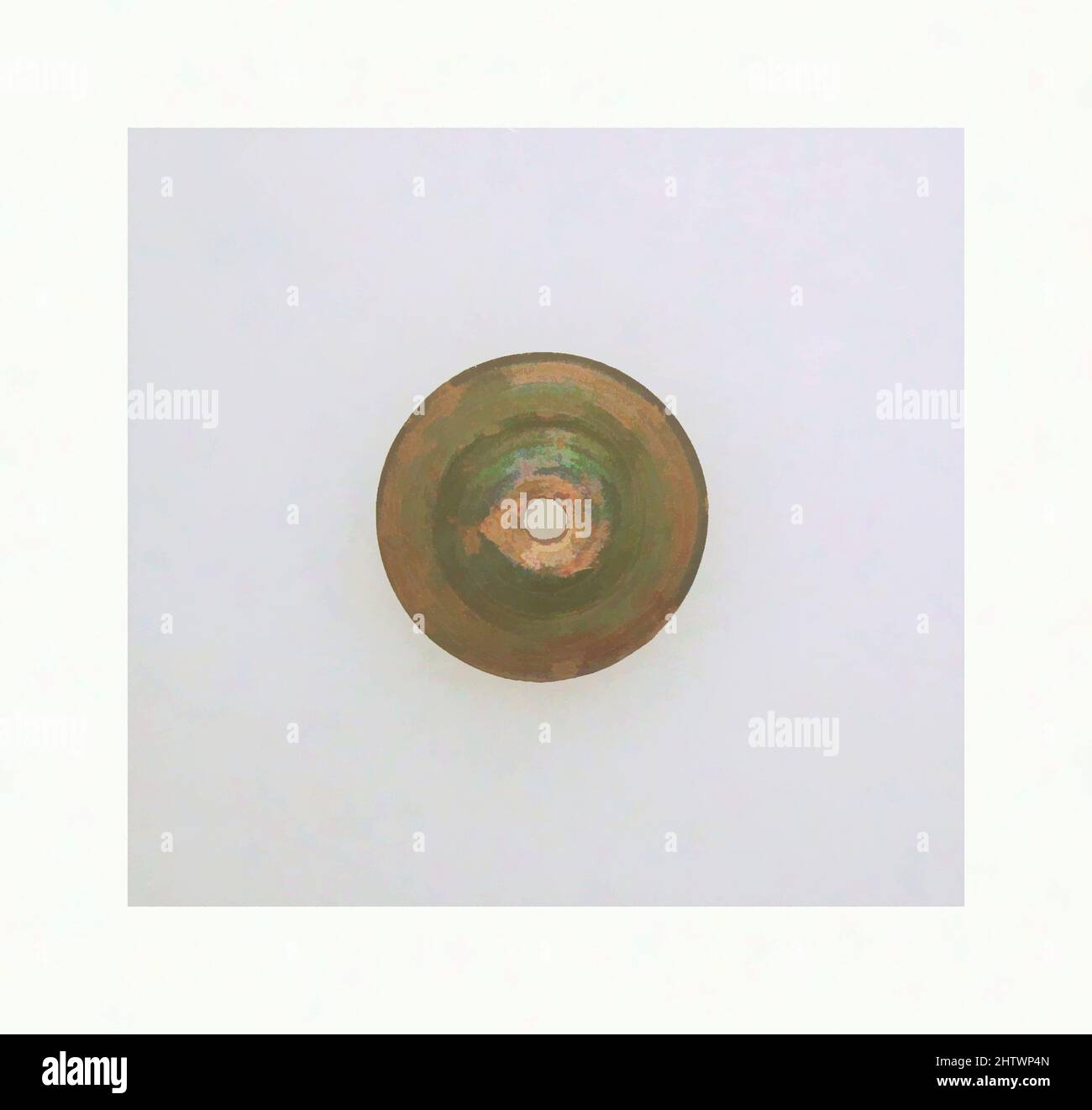 Art inspiré par la fusée de verre whorl, du début à la mi-Impériale, ca. 1st–2nd Century A.D., romain, verre; en forme de tige et enroulé, hauteur : 3/8 x 15/16 po. (0,9 x 2,4 cm), verre, vert pâle translucide, haut, corps bombé ; Légèrement convexe fond; trou vertical légèrement plus grand sur fond., Spiral, Classic œuvres modernisées par Artotop avec un peu de modernité. Formes, couleur et valeur, impact visuel accrocheur sur l'art émotions par la liberté d'œuvres d'art d'une manière contemporaine. Un message intemporel qui cherche une nouvelle direction créative. Artistes qui se tournent vers le support numérique et créent le NFT Artotop Banque D'Images