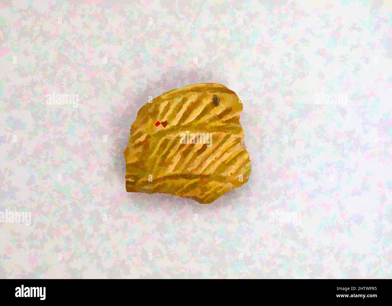 Art inspiré par vase fragment, romain, terre cuite, 1 5/16in. (3,3cm), vases, fragment de vase émaillé jaune avec motif surélevé autour de la base, oeuvres classiques modernisées par Artotop avec une touche de modernité. Formes, couleur et valeur, impact visuel accrocheur sur l'art émotions par la liberté d'œuvres d'art d'une manière contemporaine. Un message intemporel qui cherche une nouvelle direction créative. Artistes qui se tournent vers le support numérique et créent le NFT Artotop Banque D'Images