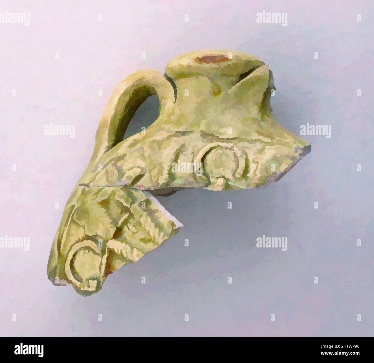 Art inspiré par les fragments de vase, romain, terre cuite, largeur d'Un 2 13/16in. (7,1cm), vases, fragments d'une fiole émaillée jaunâtre, oeuvres classiques modernisées par Artotop avec une touche de modernité. Formes, couleur et valeur, impact visuel accrocheur sur l'art émotions par la liberté d'œuvres d'art d'une manière contemporaine. Un message intemporel qui cherche une nouvelle direction créative. Artistes qui se tournent vers le support numérique et créent le NFT Artotop Banque D'Images