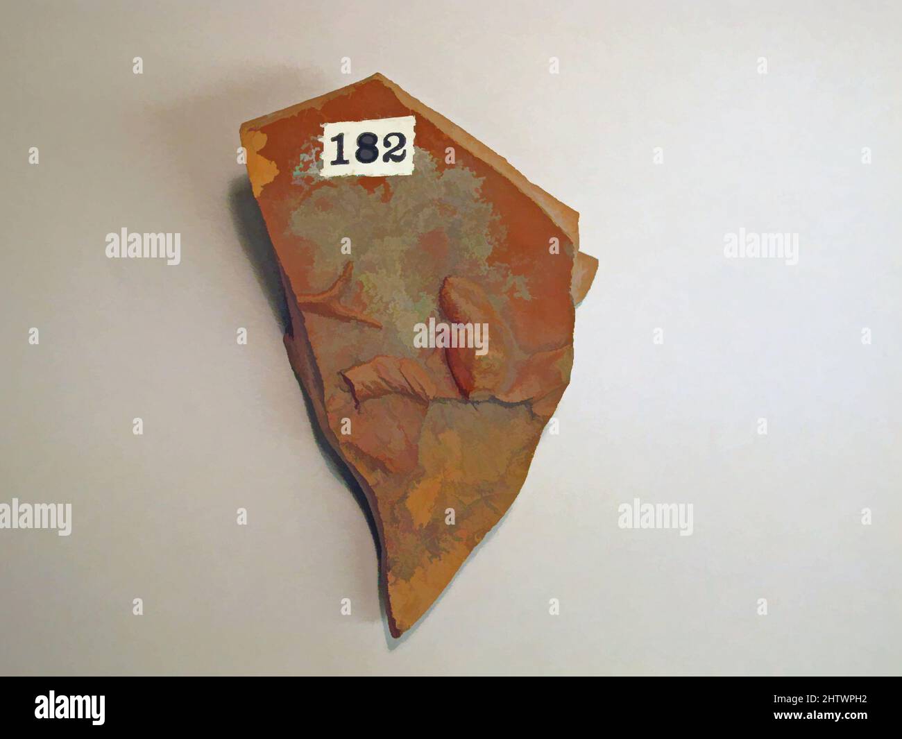 Art inspiré par vase fragment, romain, Gaule, terre cuite, hauteur : 3 5/8 po. (9,2 cm), vases, Figure portant une casquette, bras étirant, oeuvres classiques modernisées par Artotop avec une touche de modernité. Formes, couleur et valeur, impact visuel accrocheur sur l'art émotions par la liberté d'œuvres d'art d'une manière contemporaine. Un message intemporel qui cherche une nouvelle direction créative. Artistes qui se tournent vers le support numérique et créent le NFT Artotop Banque D'Images