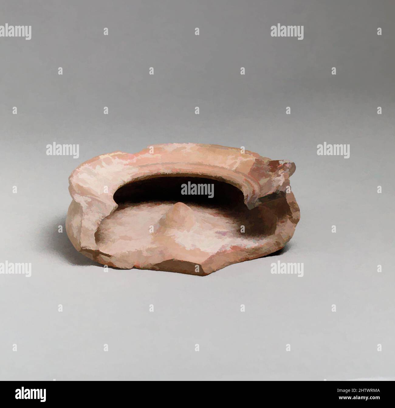 Art inspiré par Lamp fragment, grec oriental, Lydian, terre cuite, total: 1 x 3 1/8 po. (2,5 x 7,9 cm), terracottas, oeuvres classiques modernisées par Artotop avec une touche de modernité. Formes, couleur et valeur, impact visuel accrocheur sur l'art émotions par la liberté d'œuvres d'art d'une manière contemporaine. Un message intemporel qui cherche une nouvelle direction créative. Artistes qui se tournent vers le support numérique et créent le NFT Artotop Banque D'Images