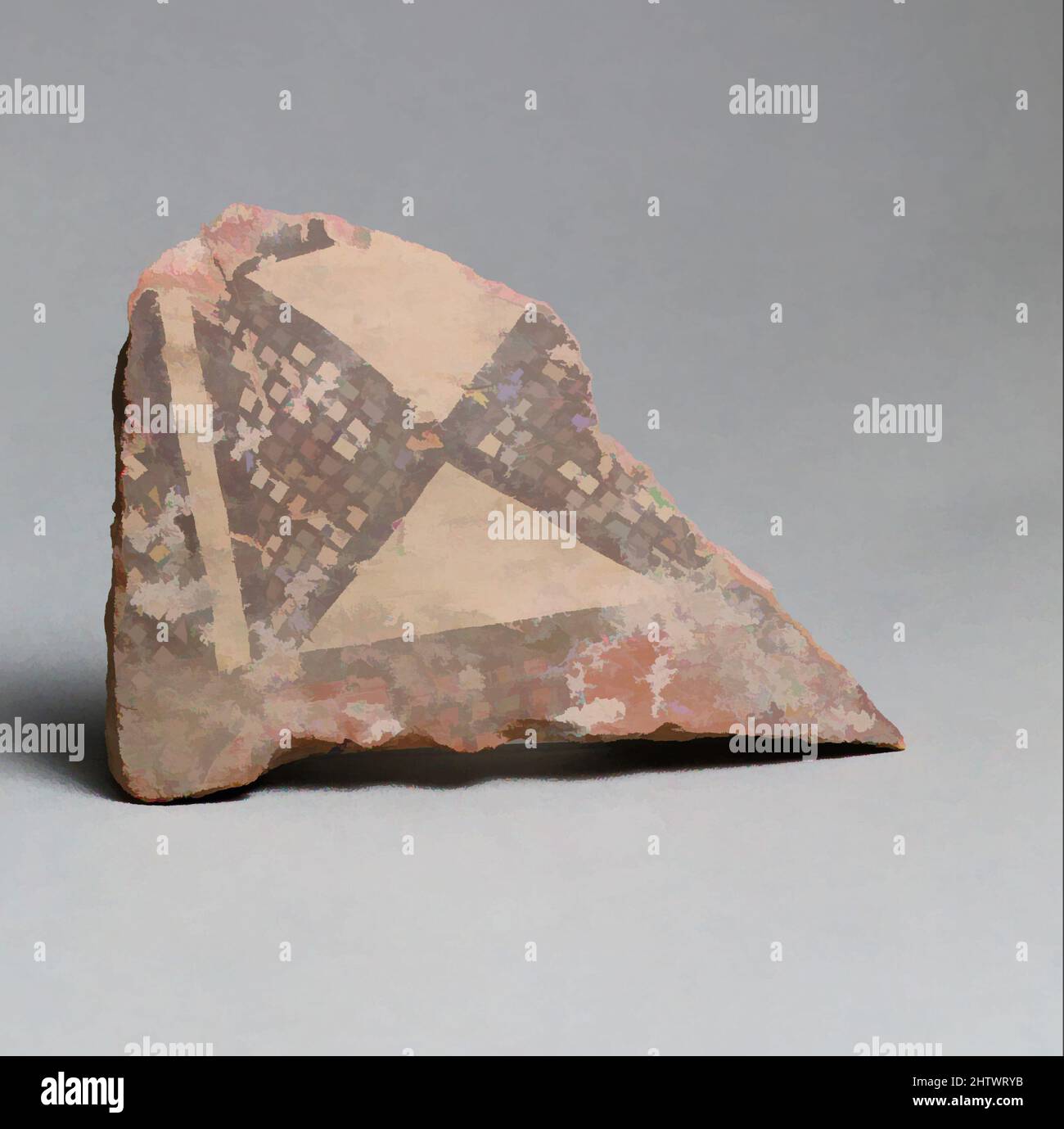 Art inspiré par vase fragment, géométrique, grec oriental/Sardes, Lydian, terre cuite, Total: 4 3/4 x 3 1/8in. (12 x 7,9cm), vases, oeuvres classiques modernisées par Artotop avec une touche de modernité. Formes, couleur et valeur, impact visuel accrocheur sur l'art émotions par la liberté d'œuvres d'art d'une manière contemporaine. Un message intemporel qui cherche une nouvelle direction créative. Artistes qui se tournent vers le support numérique et créent le NFT Artotop Banque D'Images