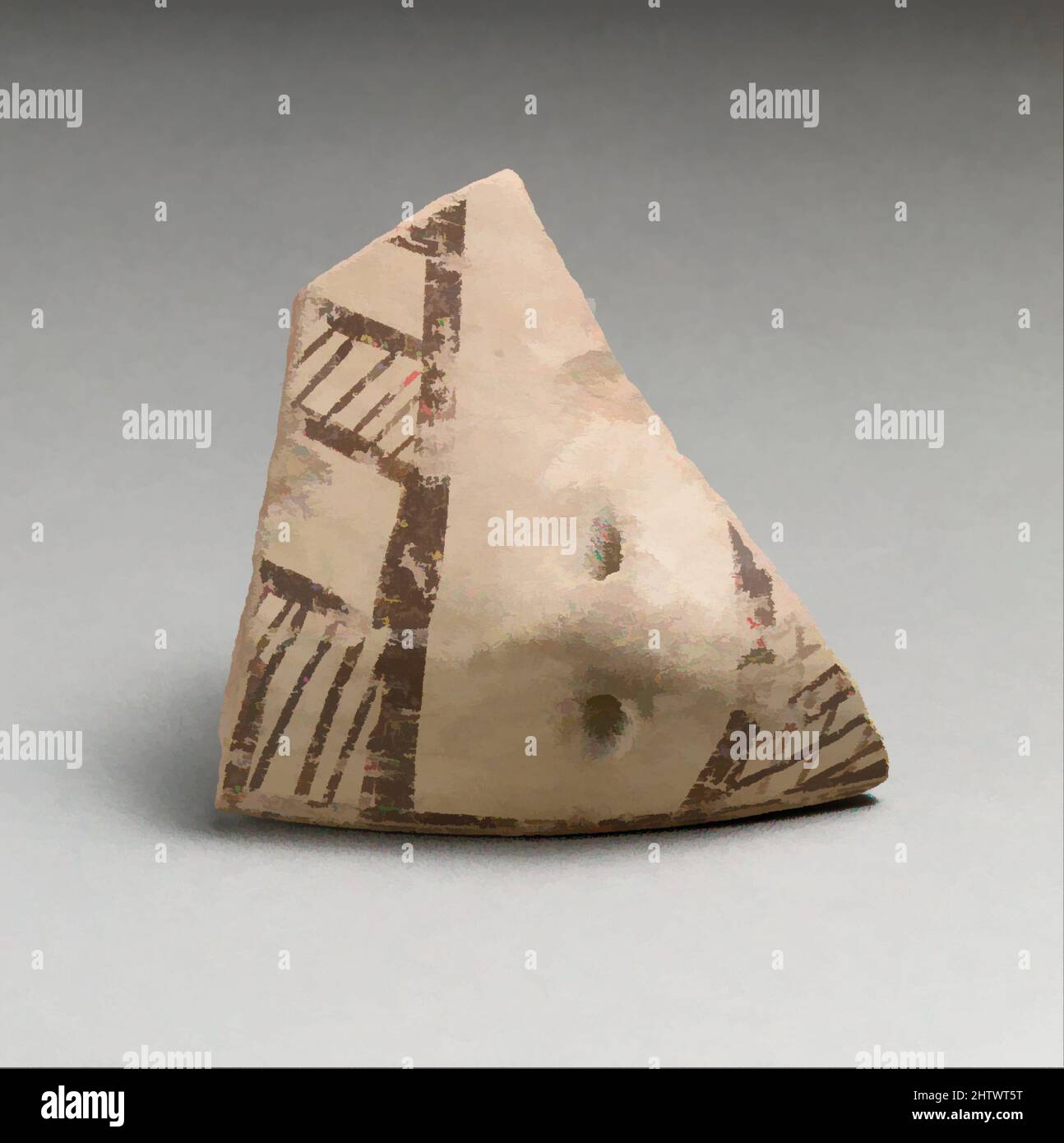 Art inspiré par Vase fragment, Néolithique, deuxième période, ca. 4000–3000 C.-B., Néolithique, thessalie, terre cuite, longueur 2 13/16in. (7,1cm), vases, oeuvres classiques modernisées par Artotop avec une touche de modernité. Formes, couleur et valeur, impact visuel accrocheur sur l'art émotions par la liberté d'œuvres d'art d'une manière contemporaine. Un message intemporel qui cherche une nouvelle direction créative. Artistes qui se tournent vers le support numérique et créent le NFT Artotop Banque D'Images