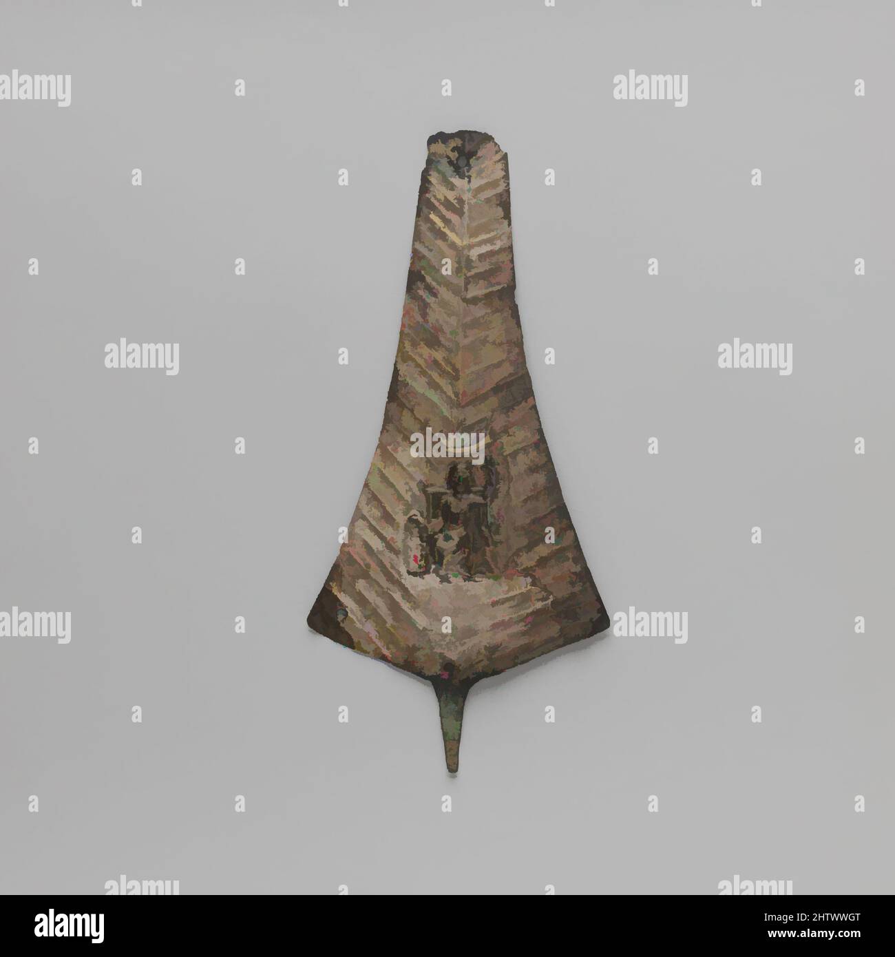 Art inspiré par la plaque votive argent, mi-impérial ou impérial tardif, fin 2nd–3rd siècle A.D., romain, argent, H. 7 3/4 po. (19,7 cm), Or et argent, votives similaires, fait de fines feuilles d'argent, coupées et impressionnés de ressembler à des feuilles ou des plumes, sont connus de nombreuses provinces différentes de, oeuvres classiques modernisées par Artotop avec un peu de modernité. Formes, couleur et valeur, impact visuel accrocheur sur l'art émotions par la liberté d'œuvres d'art d'une manière contemporaine. Un message intemporel qui cherche une nouvelle direction créative. Artistes qui se tournent vers le support numérique et créent le NFT Artotop Banque D'Images