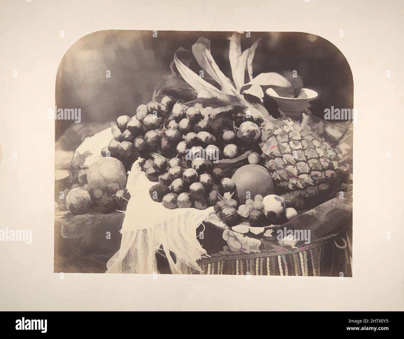 Art inspiré par Still Life with fruit, 1860, impression argentée d'albumine de verre négatif, 35,2 x 43,1cm (13 7/8 x 16 15/16in.), photographies, Roger Fenton (britannique, 1819–1869, œuvres classiques modernisées par Artotop avec une touche de modernité. Formes, couleur et valeur, impact visuel accrocheur sur l'art émotions par la liberté d'œuvres d'art d'une manière contemporaine. Un message intemporel qui cherche une nouvelle direction créative. Artistes qui se tournent vers le support numérique et créent le NFT Artotop Banque D'Images