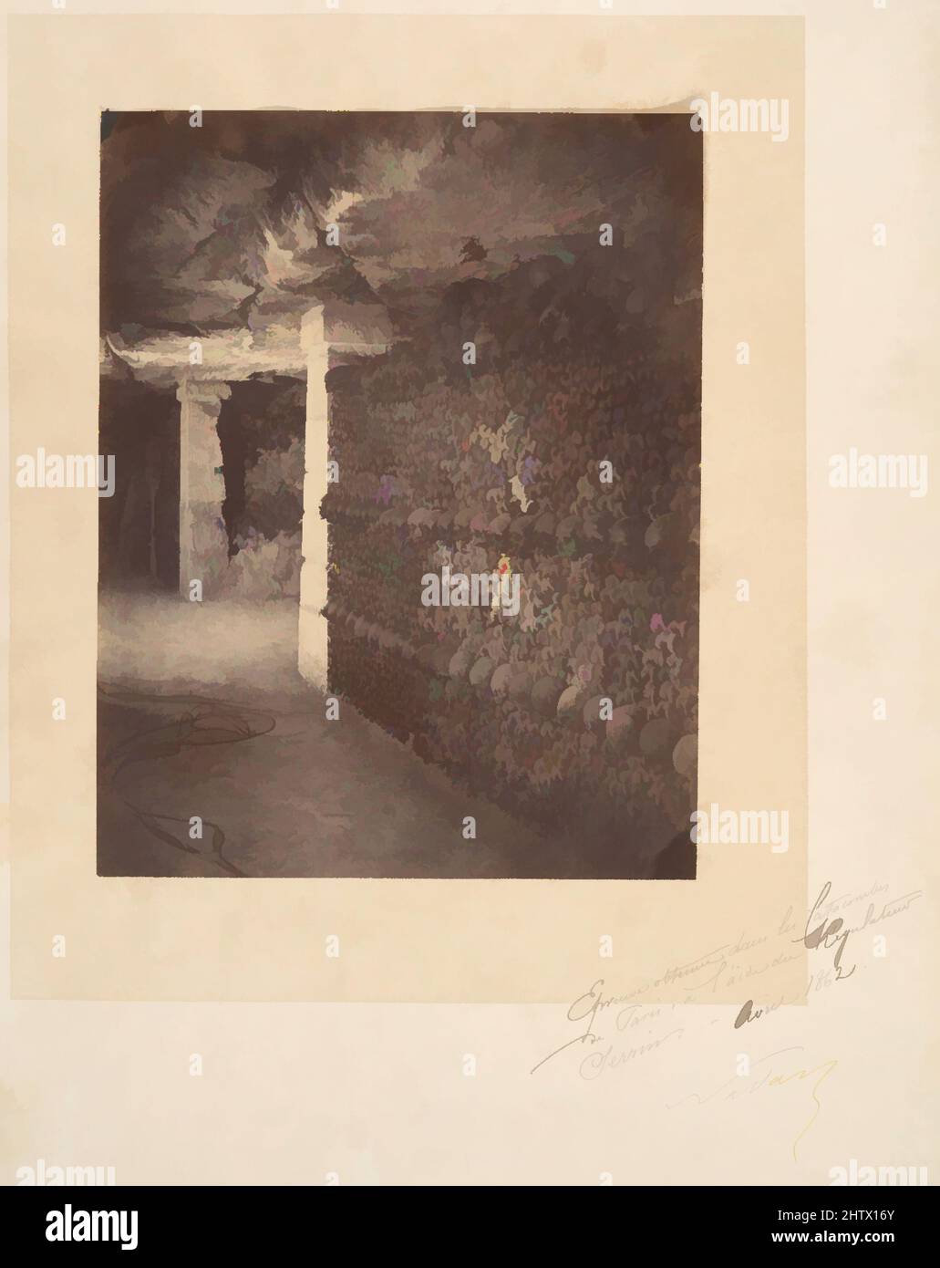 Art inspiré par les catacombes, Paris, avril 1862, impression argentée à partir d'un négatif en verre, image : 23,7 x 18,6 cm (9 5/16 x 7 5/16 po), photographies, Nadar (français, Paris 1820–1910 Paris), à la fin du XVIIIe siècle, les cimetières surpeuplés de Paris étaient devenus un problème médical, les œuvres classiques modernisées par Artotop avec un peu de modernité. Formes, couleur et valeur, impact visuel accrocheur sur l'art émotions par la liberté d'œuvres d'art d'une manière contemporaine. Un message intemporel qui cherche une nouvelle direction créative. Artistes qui se tournent vers le support numérique et créent le NFT Artotop Banque D'Images