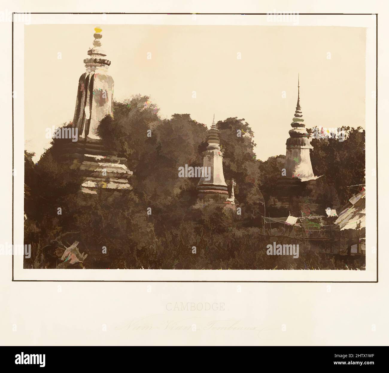 Art inspiré par Nam-Vian - Tombeaux, 1866, gravures en argent albumine de négatifs en verre, 15,8 x 22 cm (6 1/4 x 8 11/16 po), photographies, Emile Gsell (français, Sainte-Marie-aux-Mines 1838–1879 Vietnam, œuvres classiques modernisées par Artotop avec une touche de modernité. Formes, couleur et valeur, impact visuel accrocheur sur l'art émotions par la liberté d'œuvres d'art d'une manière contemporaine. Un message intemporel qui cherche une nouvelle direction créative. Artistes qui se tournent vers le support numérique et créent le NFT Artotop Banque D'Images