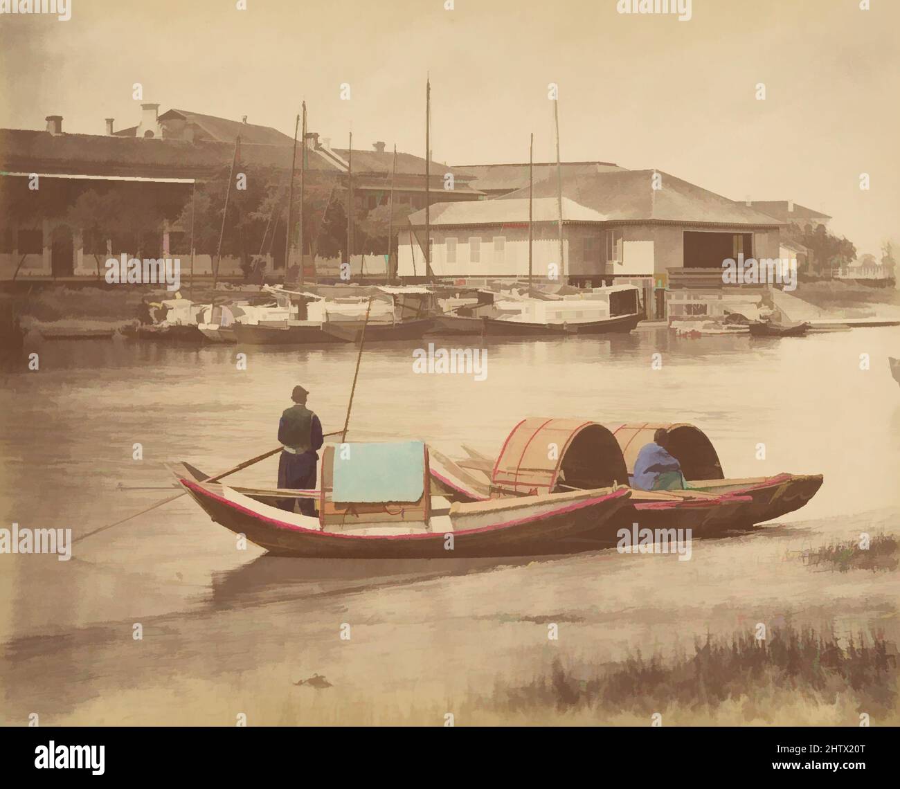 Art inspiré par Sampan, 1870s, impression argentée d'albumine de verre négatif, 23,6 x 19,3 cm (9 5/16 x 7 5/8 po.), photographies, Inconnu, oeuvres classiques modernisées par Artotop avec une touche de modernité. Formes, couleur et valeur, impact visuel accrocheur sur l'art émotions par la liberté d'œuvres d'art d'une manière contemporaine. Un message intemporel qui cherche une nouvelle direction créative. Artistes qui se tournent vers le support numérique et créent le NFT Artotop Banque D'Images