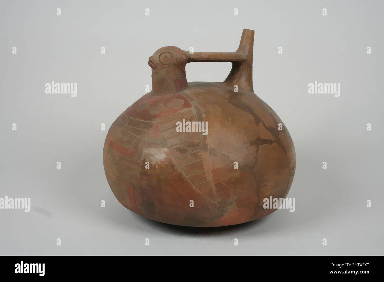 Art inspiré par la bouteille, Falcon, 4th–3rd Century B.C., Pérou, Paracas, Céramique, pigment, total : 6 3/8 po (16,19 cm), Ceramics-Containers, oeuvres classiques modernisées par Artotop avec une touche de modernité. Formes, couleur et valeur, impact visuel accrocheur sur l'art émotions par la liberté d'œuvres d'art d'une manière contemporaine. Un message intemporel qui cherche une nouvelle direction créative. Artistes qui se tournent vers le support numérique et créent le NFT Artotop Banque D'Images