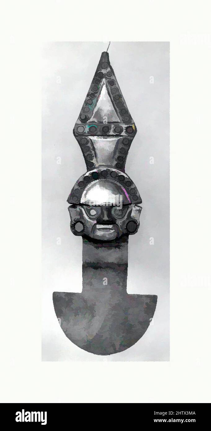 Art inspiré par le couteau de cérémonie (Tumi), 9th–11th siècle, Pérou, Lambayeque (Sicán), Or, Argent, turquoise, H. 14 1/8 po. (35. 9 cm), Métal-instruments, oeuvres classiques modernisées par Artotop avec une touche de modernité. Formes, couleur et valeur, impact visuel accrocheur sur l'art émotions par la liberté d'œuvres d'art d'une manière contemporaine. Un message intemporel qui cherche une nouvelle direction créative. Artistes qui se tournent vers le support numérique et créent le NFT Artotop Banque D'Images