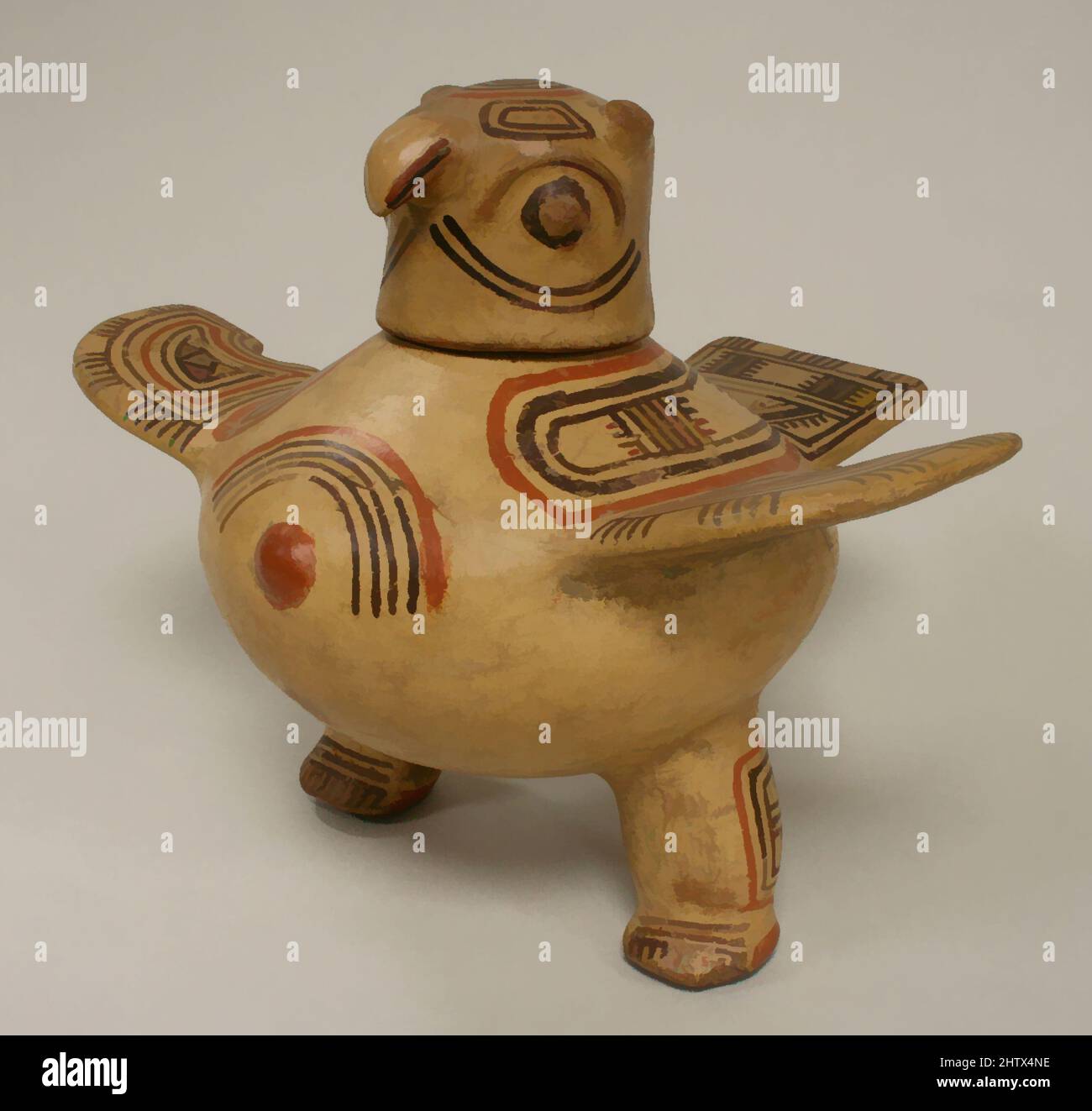 Art inspiré par Owl Vessel, 6th–14th siècle, Costa Rica, Diquís (?), céramique, H. 8 13/16 x W. 11 3/8 x D. 9 1/8 po. (22,5 x 28,9 x 23,2 cm), Ceramics-Containers, oeuvres classiques modernisées par Artotop avec une touche de modernité. Formes, couleur et valeur, impact visuel accrocheur sur l'art émotions par la liberté d'œuvres d'art d'une manière contemporaine. Un message intemporel qui cherche une nouvelle direction créative. Artistes qui se tournent vers le support numérique et créent le NFT Artotop Banque D'Images