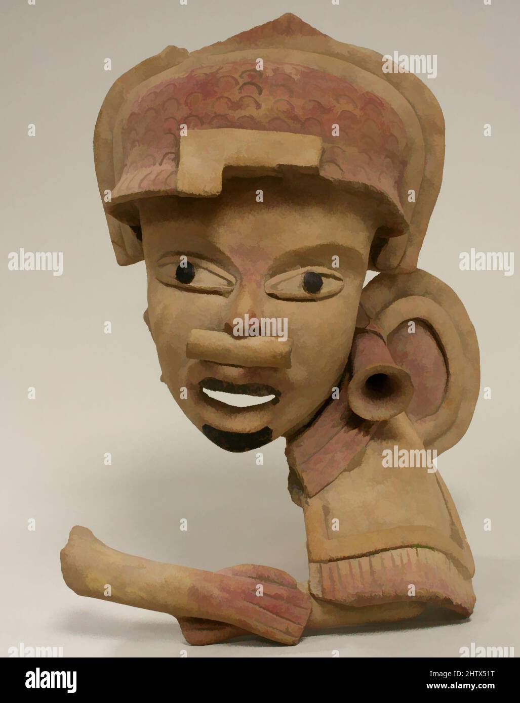 Art inspiré par Head, fragment, 6th–9th Century, Mexique, Méso-Amérique, Veracruz, Remojadas, céramique, pigment, goudron, H. 9 7/16 x W. 7 13/16 x D. 7 1/4 po. (24,1 x 19,9 x 18,4 cm), céramique-Sculpture, oeuvres classiques modernisées par Artotop avec une touche de modernité. Formes, couleur et valeur, impact visuel accrocheur sur l'art émotions par la liberté d'œuvres d'art d'une manière contemporaine. Un message intemporel qui cherche une nouvelle direction créative. Artistes qui se tournent vers le support numérique et créent le NFT Artotop Banque D'Images