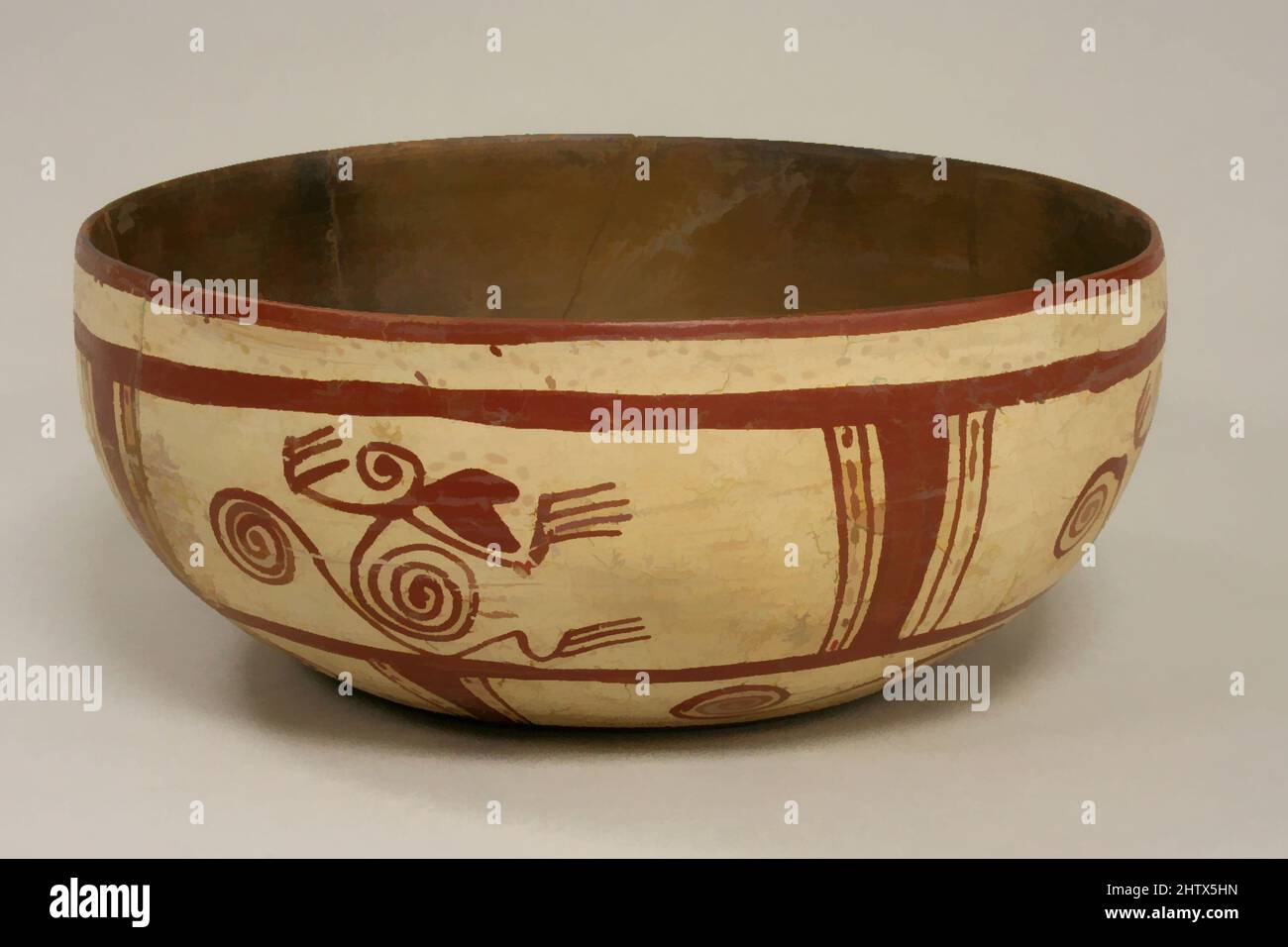 Art inspiré par Bowl, 4th Century, Mexique, Méso-Amérique, Veracruz, Veracruz, céramique, H. 3 13/16 po. (9,6 cm), Ceramics-Containers, oeuvres classiques modernisées par Artotop avec une touche de modernité. Formes, couleur et valeur, impact visuel accrocheur sur l'art émotions par la liberté d'œuvres d'art d'une manière contemporaine. Un message intemporel qui cherche une nouvelle direction créative. Artistes qui se tournent vers le support numérique et créent le NFT Artotop Banque D'Images