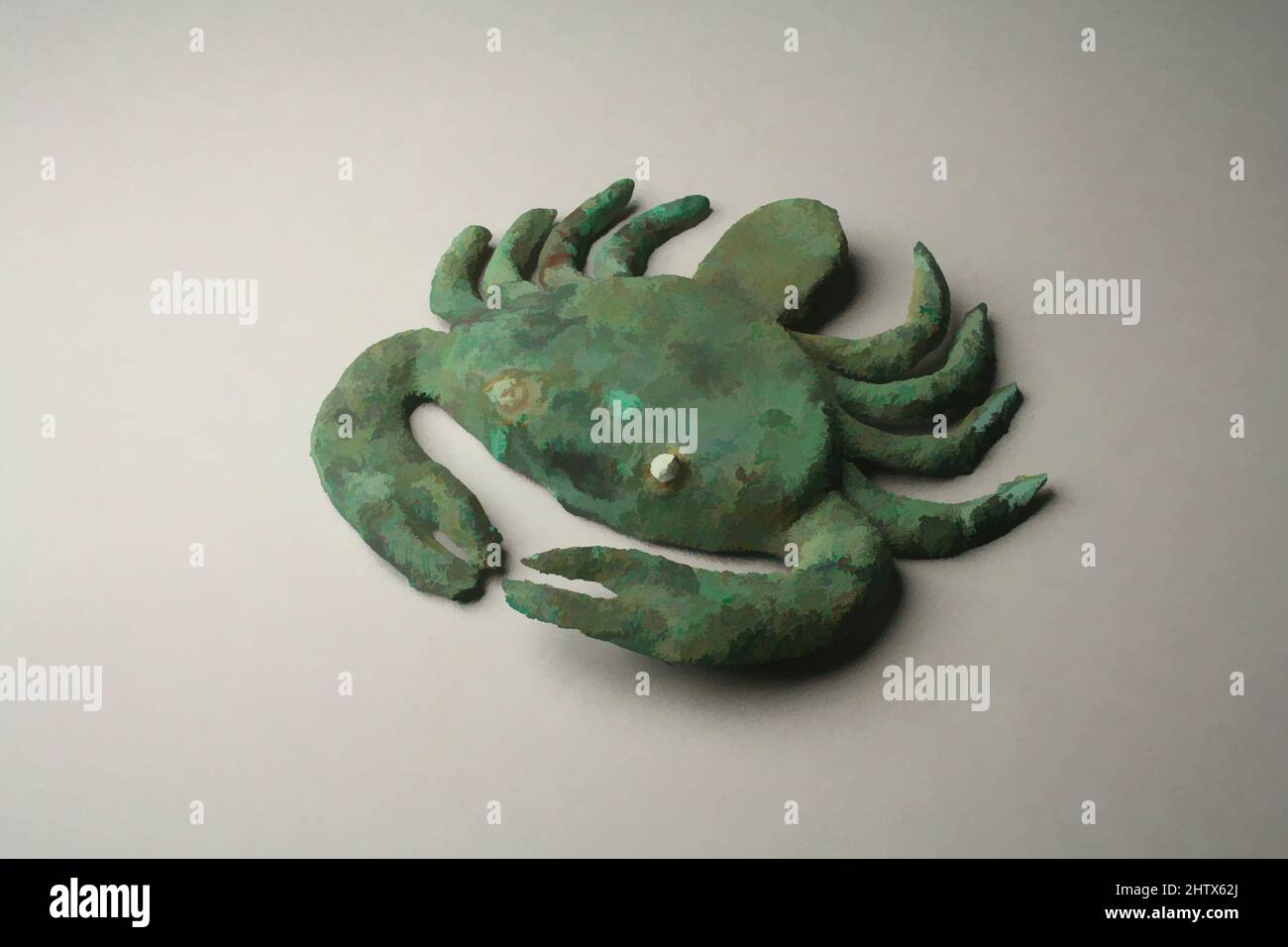 Art inspiré par le crabe, 390–450, Pérou, Moche (Loma Negra), cuivre doré, Longueur 3-13/16 po. (9,7 cm), ornements métalliques, oeuvres classiques modernisées par Artotop avec une touche de modernité. Formes, couleur et valeur, impact visuel accrocheur sur l'art émotions par la liberté d'œuvres d'art d'une manière contemporaine. Un message intemporel qui cherche une nouvelle direction créative. Artistes qui se tournent vers le support numérique et créent le NFT Artotop Banque D'Images