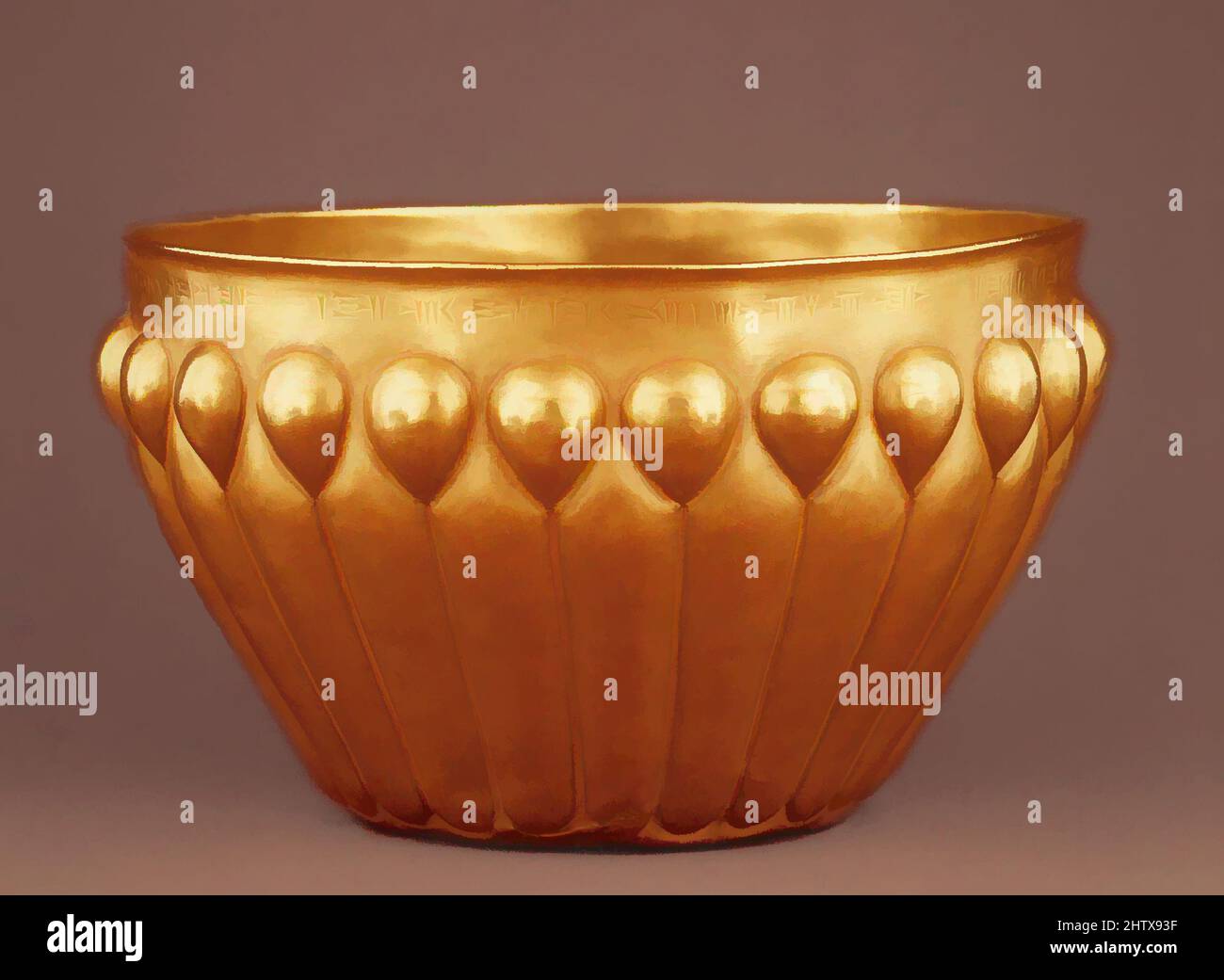Art inspiré par bol cannelé, Achaemenid, ca. 6th–5th Century B.C., Iran, Achaéménide, Or, H. 11,1 cm, Les navires-métallurgistes-inscrits, au sixième siècle avant J.-C., sous la direction de Cyrus le Grand (r. 538–530 av. J.-C.), la dynastie persane achaemenid a renversé les rois médians et, les œuvres classiques modernisées par Artotop avec un peu de modernité. Formes, couleur et valeur, impact visuel accrocheur sur l'art émotions par la liberté d'œuvres d'art d'une manière contemporaine. Un message intemporel qui cherche une nouvelle direction créative. Artistes qui se tournent vers le support numérique et créent le NFT Artotop Banque D'Images