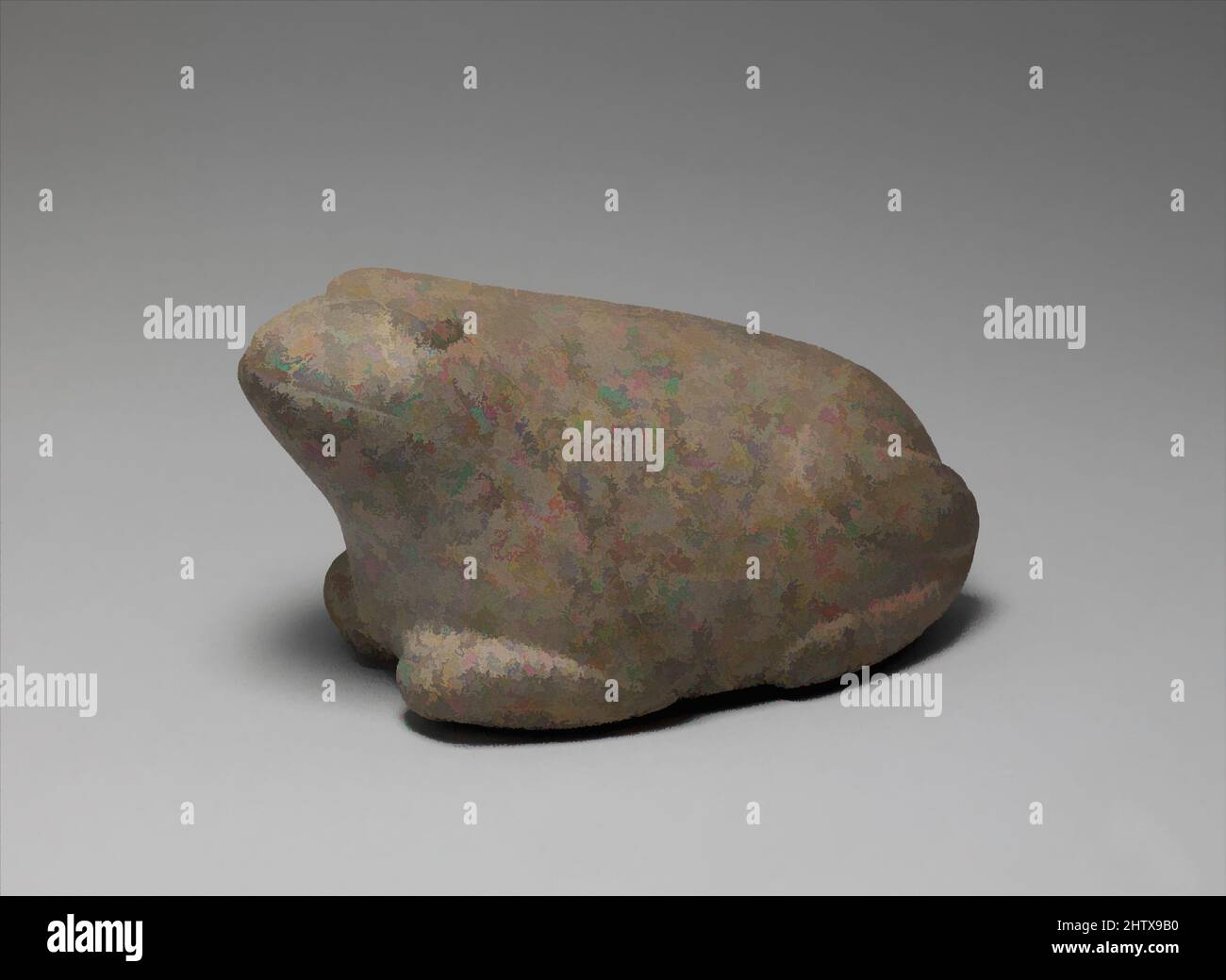 Art inspiré par le poids en forme de grenouille, Old Babylonian, ca. 2000–1600 C.-B., Mésopotamie, Babylonien, diorite ou andésite, 12,3 x 21,8 cm (4 7/8 x 8 5/8 po), les poids zoomorphiques inscrits sur les instruments de pierre étaient répandus dans le monde ancien. Poids en forme de grenouilles et de crapauds, œuvres classiques modernisées par Artotop avec un peu de modernité. Formes, couleur et valeur, impact visuel accrocheur sur l'art émotions par la liberté d'œuvres d'art d'une manière contemporaine. Un message intemporel qui cherche une nouvelle direction créative. Artistes qui se tournent vers le support numérique et créent le NFT Artotop Banque D'Images