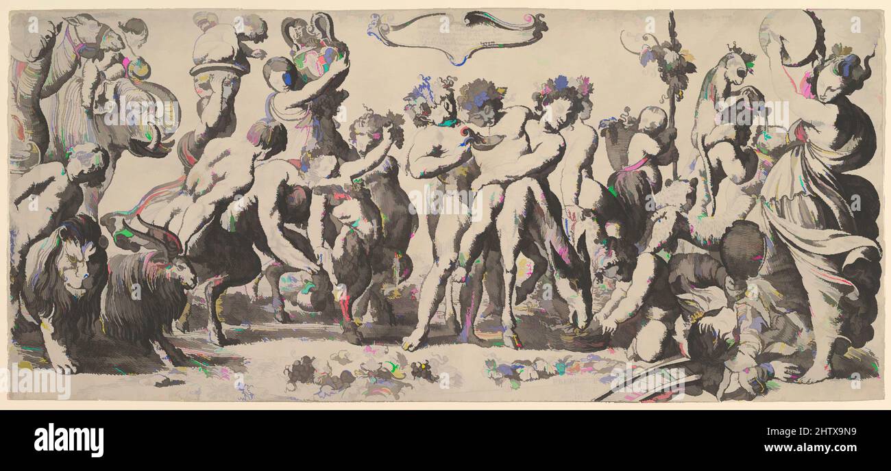 Art inspiré par le Triumph de Bacchus, 17th siècle, estampes, Pierre Brebiette (français, Mantes-sur-Seine ca. 1598–1642 Paris, oeuvres classiques modernisées par Artotop avec une touche de modernité. Formes, couleur et valeur, impact visuel accrocheur sur l'art émotions par la liberté d'œuvres d'art d'une manière contemporaine. Un message intemporel qui cherche une nouvelle direction créative. Artistes qui se tournent vers le support numérique et créent le NFT Artotop Banque D'Images