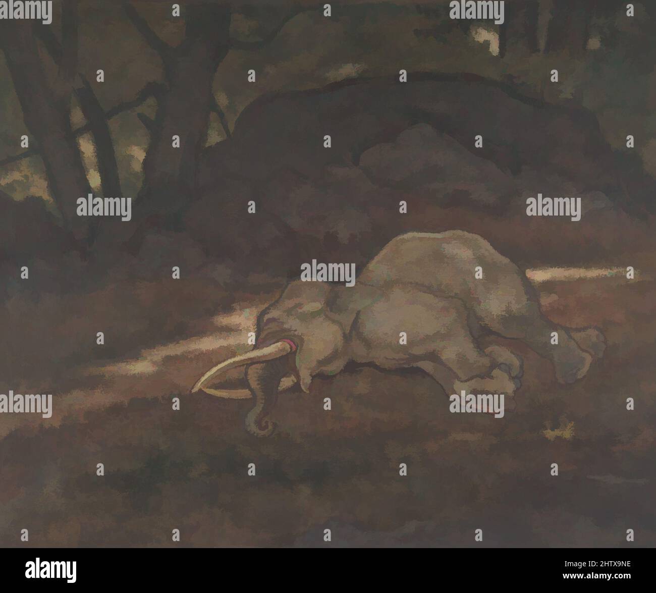 Art inspiré par Sleeping Elephant, 1810–75, aquarelle sur papier vélin, feuille : 9 13/16 x 11 3/4 po. (24,9 x 29,9cm), dessins, Antoine-Louis Braye (français, Paris 1796–1875 Paris, oeuvres classiques modernisées par Artotop avec une touche de modernité. Formes, couleur et valeur, impact visuel accrocheur sur l'art émotions par la liberté d'œuvres d'art d'une manière contemporaine. Un message intemporel qui cherche une nouvelle direction créative. Artistes qui se tournent vers le support numérique et créent le NFT Artotop Banque D'Images