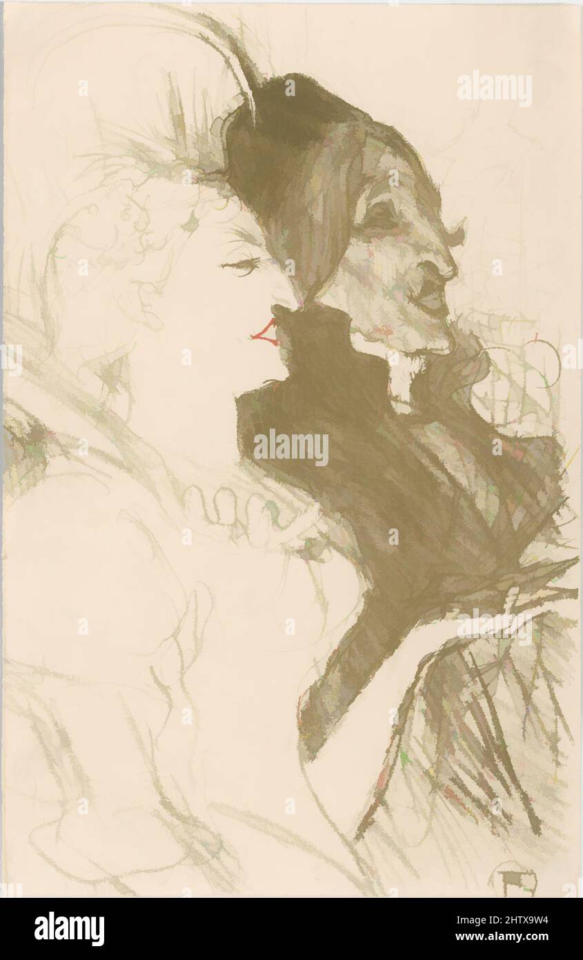 Art inspiré par Carnival, 1894, lithographie crayon et pinceau avec grattoir imprimé en vert olive et rouge sur papier vélin taillé à la marque d'assiette; troisième état de trois, feuille: 9 3/4 x 6 3/8 po. (24,8 x 16,2 cm), estampes, Henri de Toulouse-Lautrec (français, Albi 1864–1901 Saint-André-du-Bois, oeuvres classiques modernisées par Artotop avec une touche de modernité. Formes, couleur et valeur, impact visuel accrocheur sur l'art émotions par la liberté d'œuvres d'art d'une manière contemporaine. Un message intemporel qui cherche une nouvelle direction créative. Artistes qui se tournent vers le support numérique et créent le NFT Artotop Banque D'Images