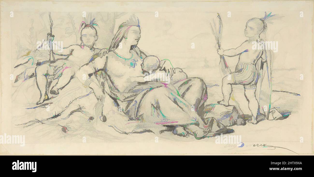 Art inspiré par l'Amérique, mi-19th siècle, Graphite, feuille: 6 3/8 x 13 1/16 po. (16,2 x 33,1cm), dessins, oeuvres classiques modernisées par Artotop avec une touche de modernité. Formes, couleur et valeur, impact visuel accrocheur sur l'art émotions par la liberté d'œuvres d'art d'une manière contemporaine. Un message intemporel qui cherche une nouvelle direction créative. Artistes qui se tournent vers le support numérique et créent le NFT Artotop Banque D'Images