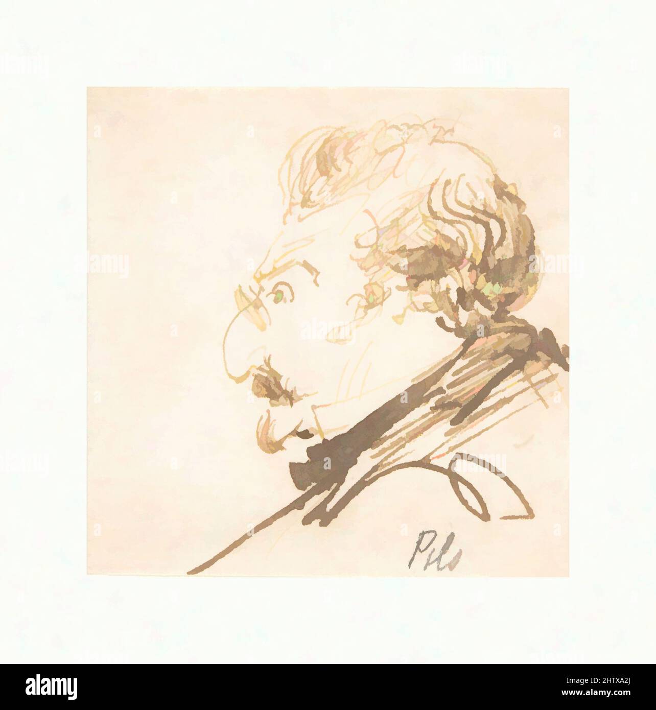 Art inspiré par Portrait of Isidore Pils, 1872–75, stylo et encre brune, feuille : 2 1/16 x 2 1/16 po. (5,3 x 5,3cm), dessins, Théodore Ballu (français, 1817–1885, oeuvres classiques modernisées par Artotop avec une touche de modernité. Formes, couleur et valeur, impact visuel accrocheur sur l'art émotions par la liberté d'œuvres d'art d'une manière contemporaine. Un message intemporel qui cherche une nouvelle direction créative. Artistes qui se tournent vers le support numérique et créent le NFT Artotop Banque D'Images