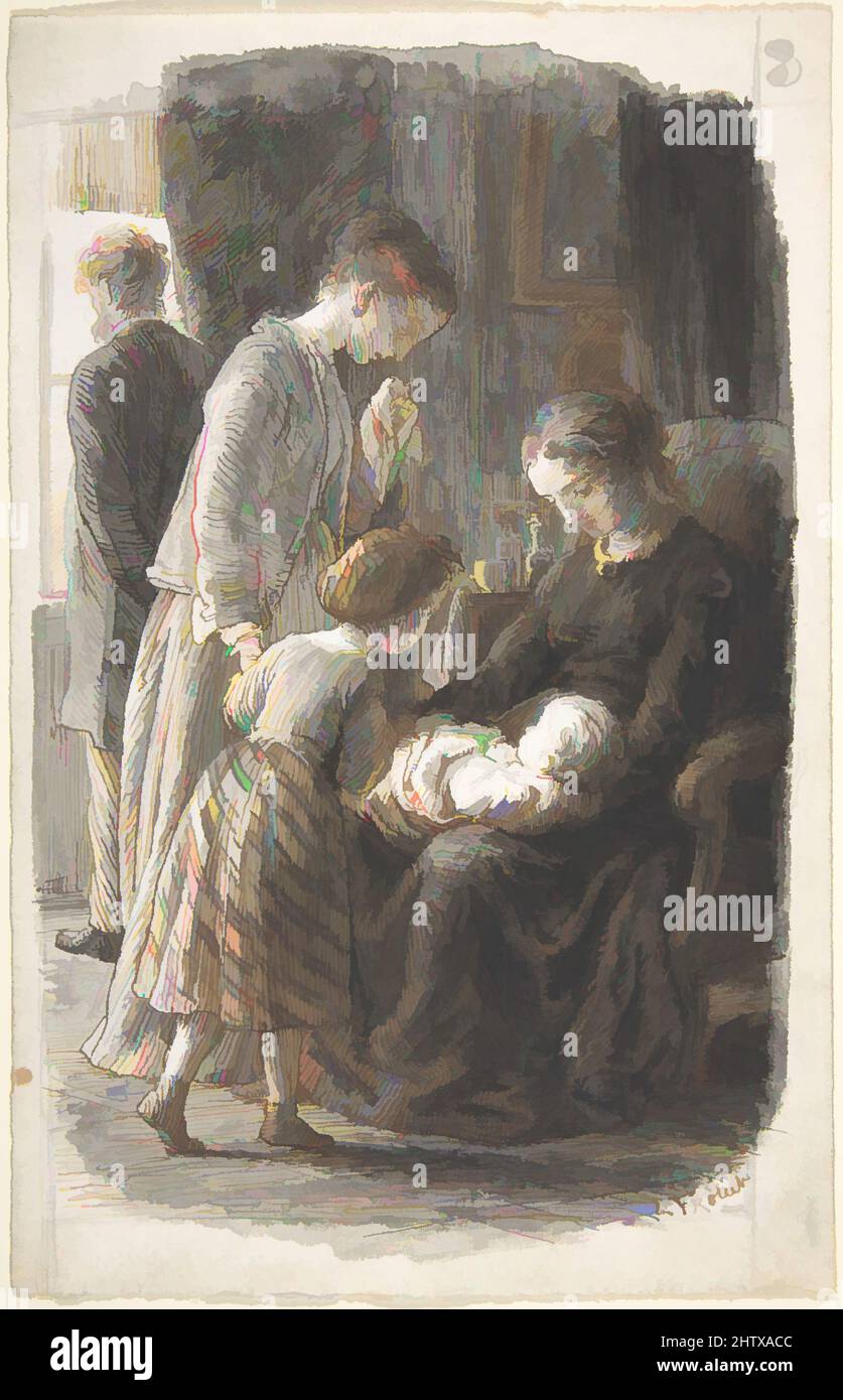 Art inspiré par la famille Young, 1835–1903, stylo et encre brun foncé et brun rougeâtre, pinceau et gris, lavage sur des traces de graphite, 7 3/4 x 5 po. (19,7 x 12,7 cm), dessins, Lorenz Frølich (danois, Copenhague 1820–1908 Hellerup, œuvres classiques modernisées par Artotop avec une touche de modernité. Formes, couleur et valeur, impact visuel accrocheur sur l'art émotions par la liberté d'œuvres d'art d'une manière contemporaine. Un message intemporel qui cherche une nouvelle direction créative. Artistes qui se tournent vers le support numérique et créent le NFT Artotop Banque D'Images
