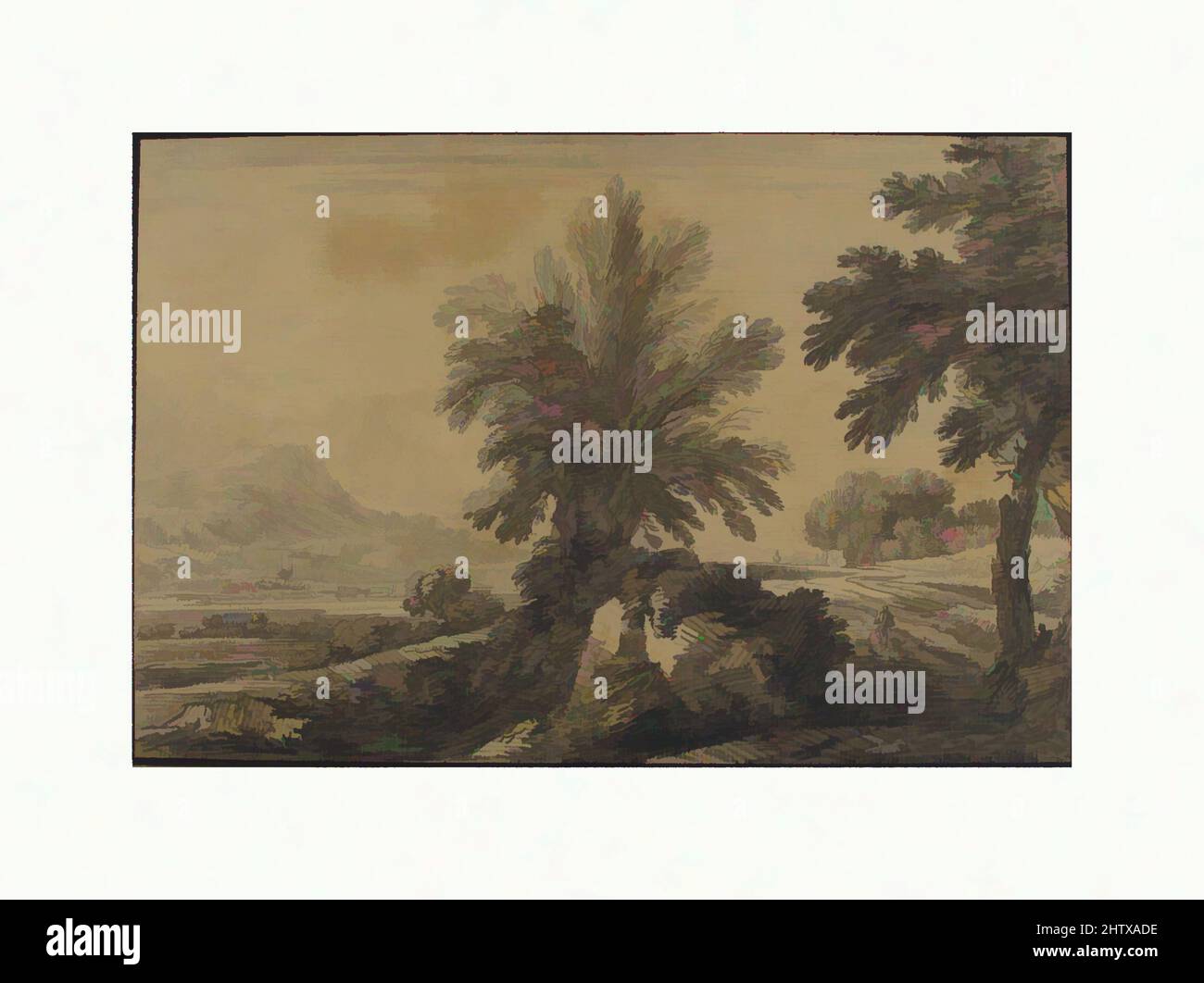 Art inspiré par Paysage, 1730–58, Graphite ; lignes de cadrage au stylo et à l'encre noire et marron, 8 7/16 x 12 5/16in. (21,5 x 31,2cm), dessins, Jean-Baptiste-Claude Chatelain (Britannique, Londres (?) env. 1710–1758 Londres, œuvres classiques modernisées par Artotop avec une touche de modernité. Formes, couleur et valeur, impact visuel accrocheur sur l'art émotions par la liberté d'œuvres d'art d'une manière contemporaine. Un message intemporel qui cherche une nouvelle direction créative. Artistes qui se tournent vers le support numérique et créent le NFT Artotop Banque D'Images