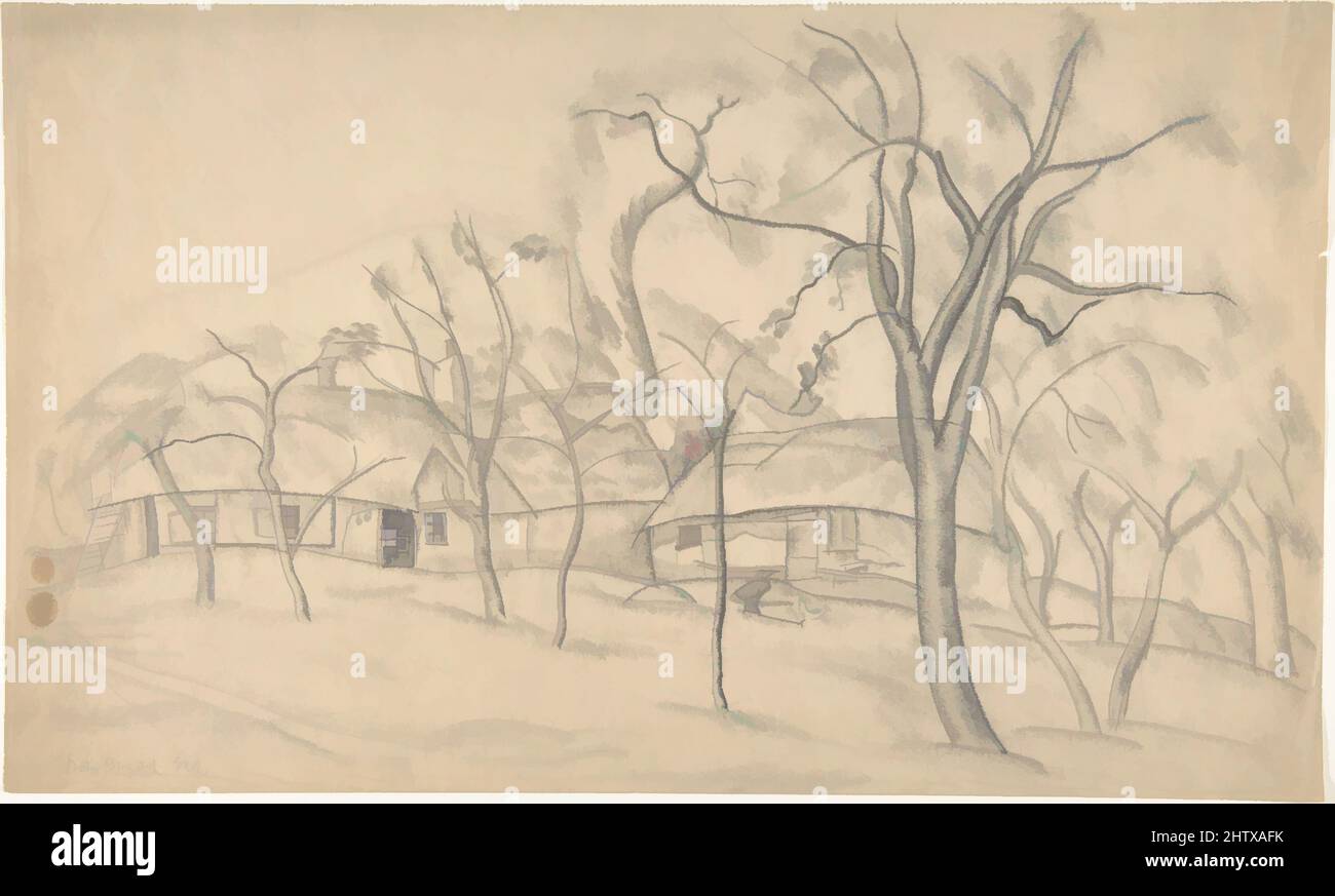 Art inspiré par les maisons et les arbres, 1922, Graphite, total: 10 1/16 x 16 3/4in. (25,5 x 42,5cm), dessins, Boris Grigoriev (russe, Rybinsk 1886–1939 Cagnes-sur-Mer, oeuvres classiques modernisées par Artotop avec une touche de modernité. Formes, couleur et valeur, impact visuel accrocheur sur l'art émotions par la liberté d'œuvres d'art d'une manière contemporaine. Un message intemporel qui cherche une nouvelle direction créative. Artistes qui se tournent vers le support numérique et créent le NFT Artotop Banque D'Images