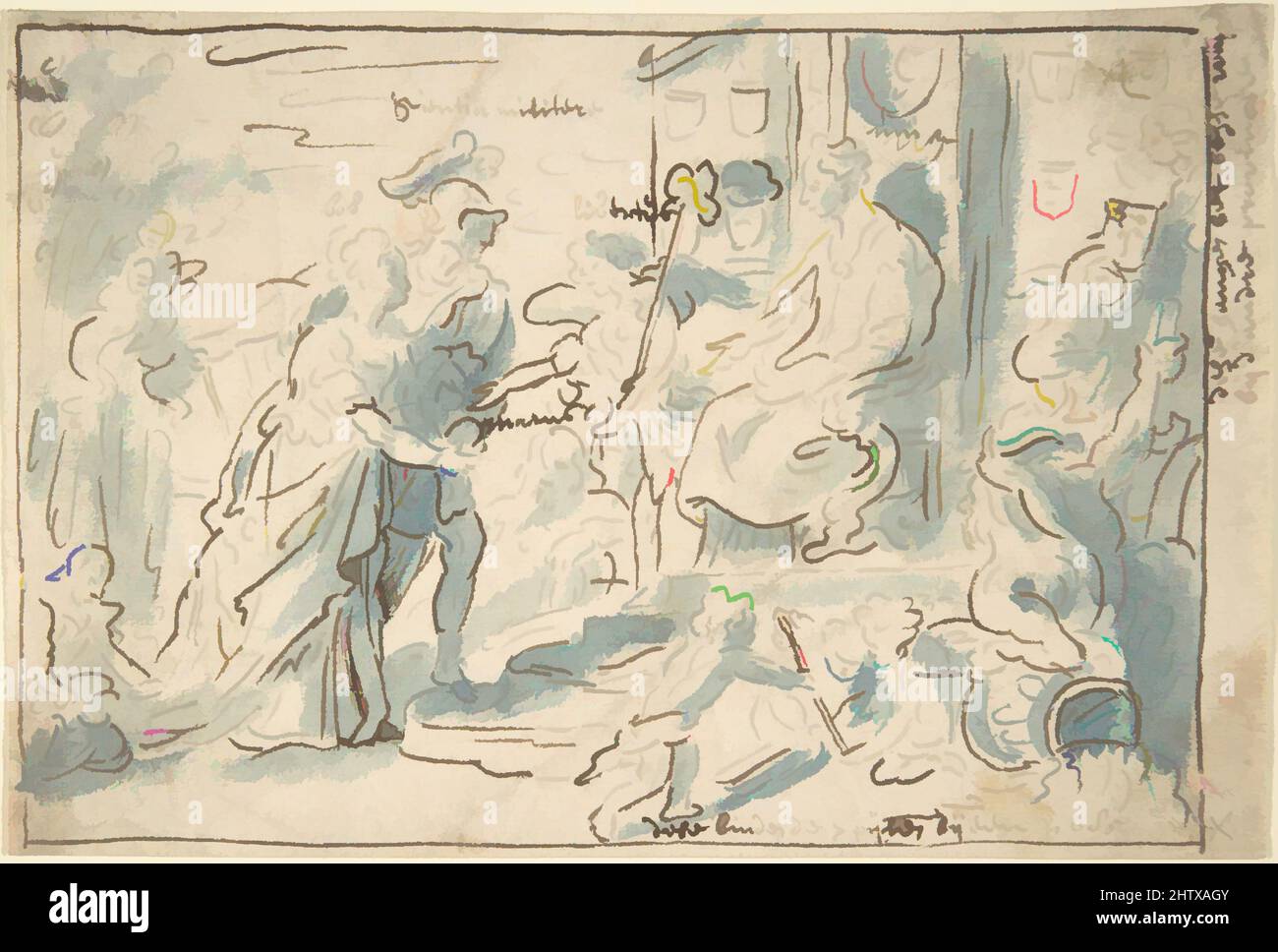 Art inspiré par la scène allégorique, 1685, encre stylo et brune, brosse et lavage bleu, 4 15/16 x 7 5/16 po. (12,5 x 18,5 cm), dessins, Theoddoor van Thulden (Flamand, 's-Hertogenbosch 1601–1609 's-Hertogenbosch, oeuvres classiques modernisées par Artotop avec une touche de modernité. Formes, couleur et valeur, impact visuel accrocheur sur l'art émotions par la liberté d'œuvres d'art d'une manière contemporaine. Un message intemporel qui cherche une nouvelle direction créative. Artistes qui se tournent vers le support numérique et créent le NFT Artotop Banque D'Images