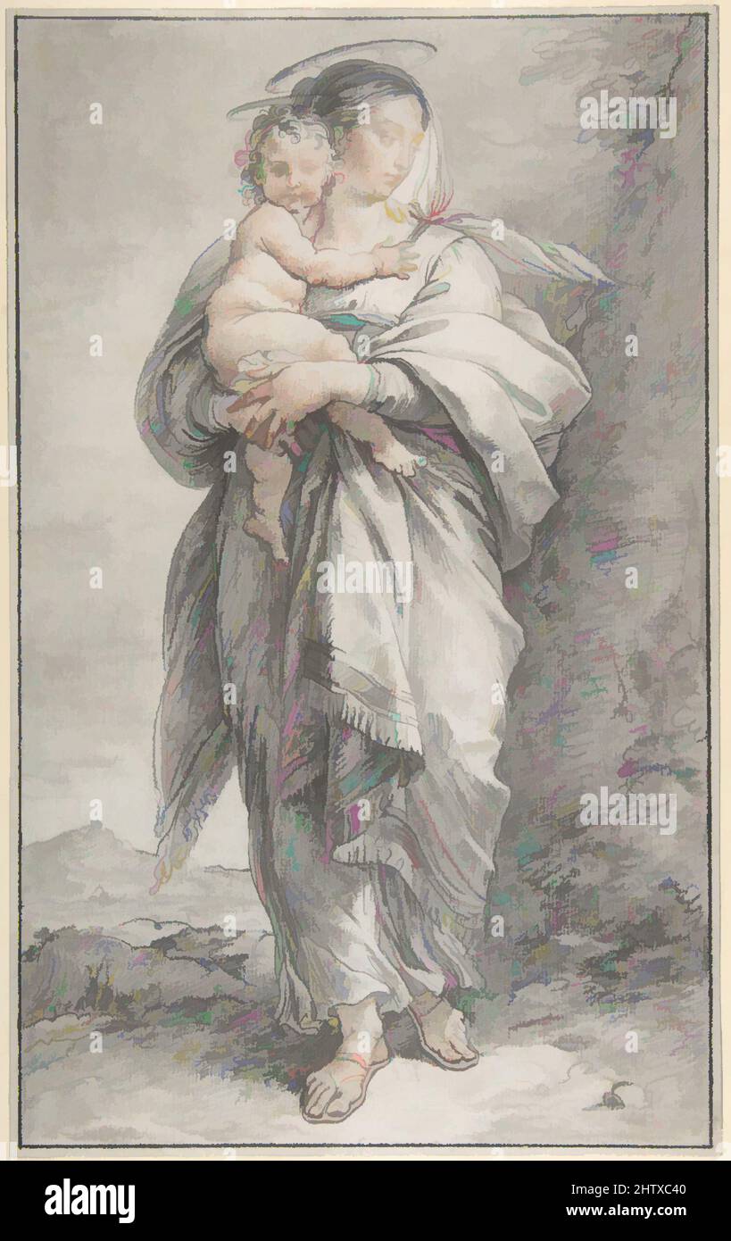 Art inspiré par Virgin and Child, 1750–99, craie noire et rouge, trébuchement, 15 3/16 x 9 7/16in. (38,6 x 23,9cm), dessins, Giuseppe Cades (Italien, Rome 1750–1799 Rome, oeuvres classiques modernisées par Artotop avec une touche de modernité. Formes, couleur et valeur, impact visuel accrocheur sur l'art émotions par la liberté d'œuvres d'art d'une manière contemporaine. Un message intemporel qui cherche une nouvelle direction créative. Artistes qui se tournent vers le support numérique et créent le NFT Artotop Banque D'Images
