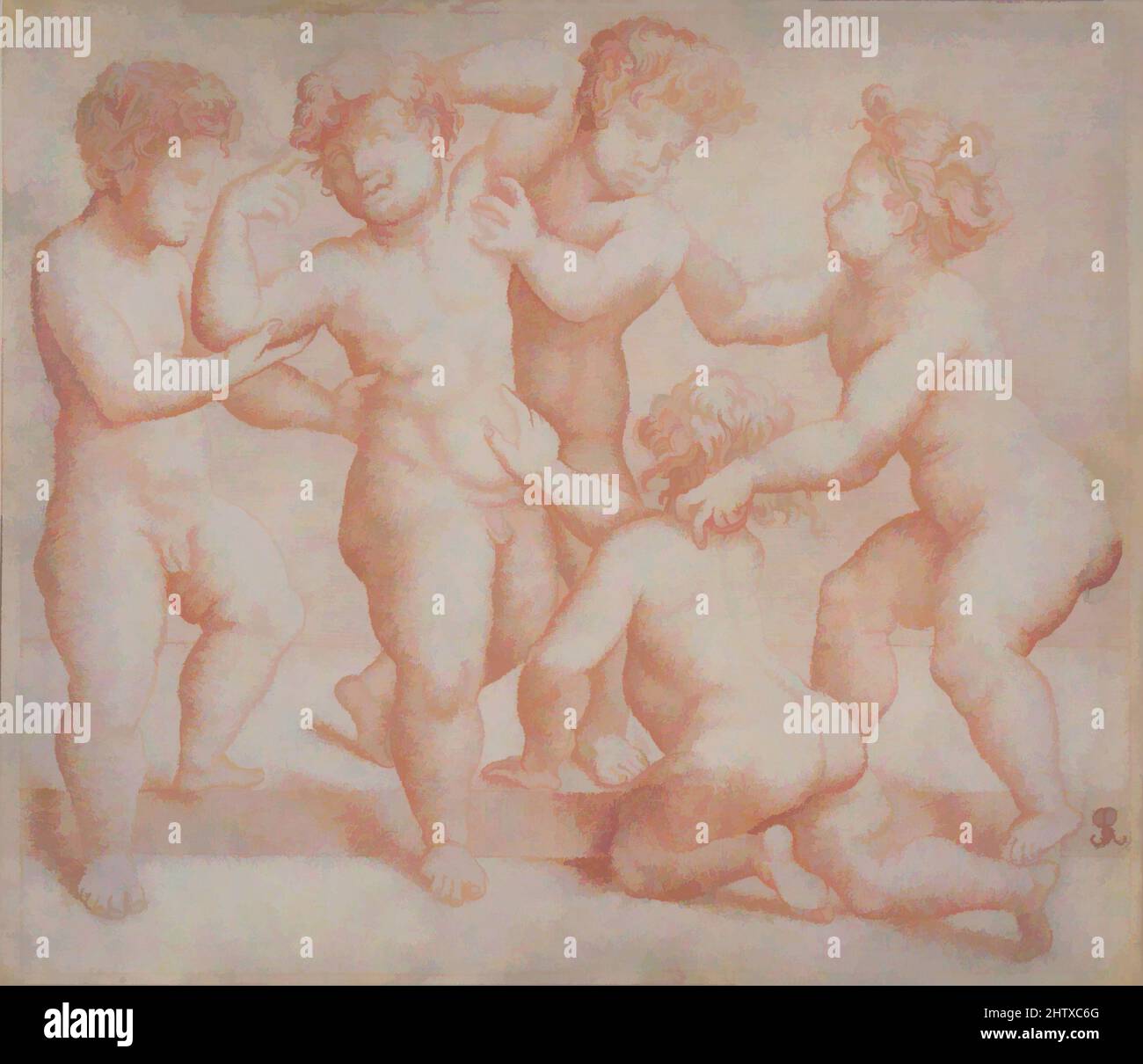 Art inspiré par Frieze of Five Putti, 1515–27, craie rouge sur parchemin, 5 3/8 x 6 5/16in. (13,7 x 16cm), dessins, après Marco Dente (Italien, Ravenne, actif par 1515–mort 1527 Rome, oeuvres classiques modernisées par Artotop avec un peu de modernité. Formes, couleur et valeur, impact visuel accrocheur sur l'art émotions par la liberté d'œuvres d'art d'une manière contemporaine. Un message intemporel qui cherche une nouvelle direction créative. Artistes qui se tournent vers le support numérique et créent le NFT Artotop Banque D'Images
