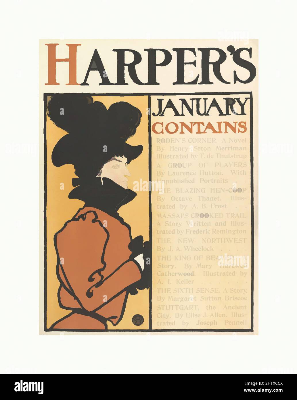 Art inspiré par Harper's : janvier 1898, lithographie et typographie, feuille : 18 7/8 po. × 14 po (48 × 35,6 cm), Edward Penfield (américain, Brooklyn, New York 1866–1925 Beacon, New York, œuvres classiques modernisées par Artotop avec une touche de modernité. Formes, couleur et valeur, impact visuel accrocheur sur l'art émotions par la liberté d'œuvres d'art d'une manière contemporaine. Un message intemporel qui cherche une nouvelle direction créative. Artistes qui se tournent vers le support numérique et créent le NFT Artotop Banque D'Images