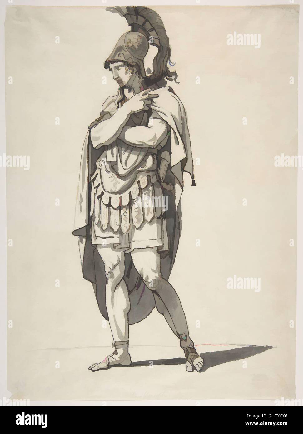 Art inspiré par Standing Warrior, s.d., stylo et encre brune, pinceau et lavage gris et brun, 12 1/8 x 9 7/8 po. (30,8 x 20,5 cm), dessins, Bartolomeo Pinelli (Italien, Rome 1781–1835 Rome, oeuvres classiques modernisées par Artotop avec une touche de modernité. Formes, couleur et valeur, impact visuel accrocheur sur l'art émotions par la liberté d'œuvres d'art d'une manière contemporaine. Un message intemporel qui cherche une nouvelle direction créative. Artistes qui se tournent vers le support numérique et créent le NFT Artotop Banque D'Images