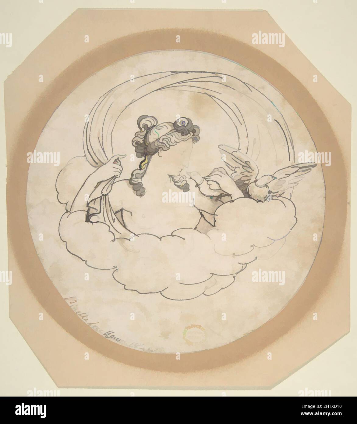 Art inspiré par Vénus avec colombes, 1781–1835, stylo et encre, brosse et lavage brun, diamètre : 5 1/2 po. (14,3 cm), dessins, Bartolomeo Pinelli (Italien, Rome 1781–1835 Rome, oeuvres classiques modernisées par Artotop avec une touche de modernité. Formes, couleur et valeur, impact visuel accrocheur sur l'art émotions par la liberté d'œuvres d'art d'une manière contemporaine. Un message intemporel qui cherche une nouvelle direction créative. Artistes qui se tournent vers le support numérique et créent le NFT Artotop Banque D'Images