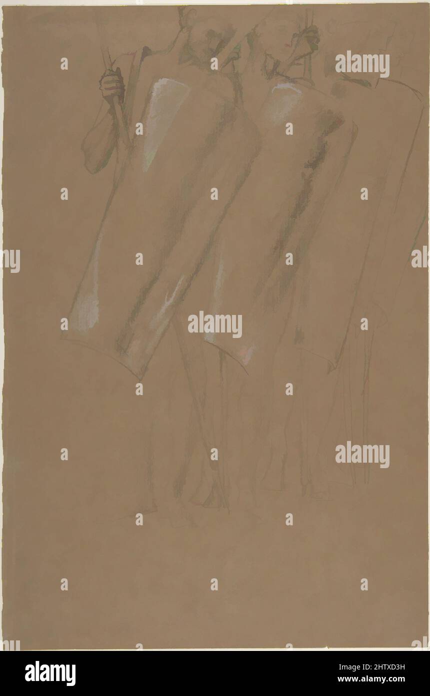 Art inspiré par Armed Men, 1855–98, Graphite, rehaussé de craie blanche, feuille : 15 x 9 15/16 po. (38,1 x 25,2 cm), dessins, Sir Edward Burne-Jones (British, Birmingham 1833–1898 Fulham, Classic œuvres modernisées par Artotop avec une touche de modernité. Formes, couleur et valeur, impact visuel accrocheur sur l'art émotions par la liberté d'œuvres d'art d'une manière contemporaine. Un message intemporel qui cherche une nouvelle direction créative. Artistes qui se tournent vers le support numérique et créent le NFT Artotop Banque D'Images
