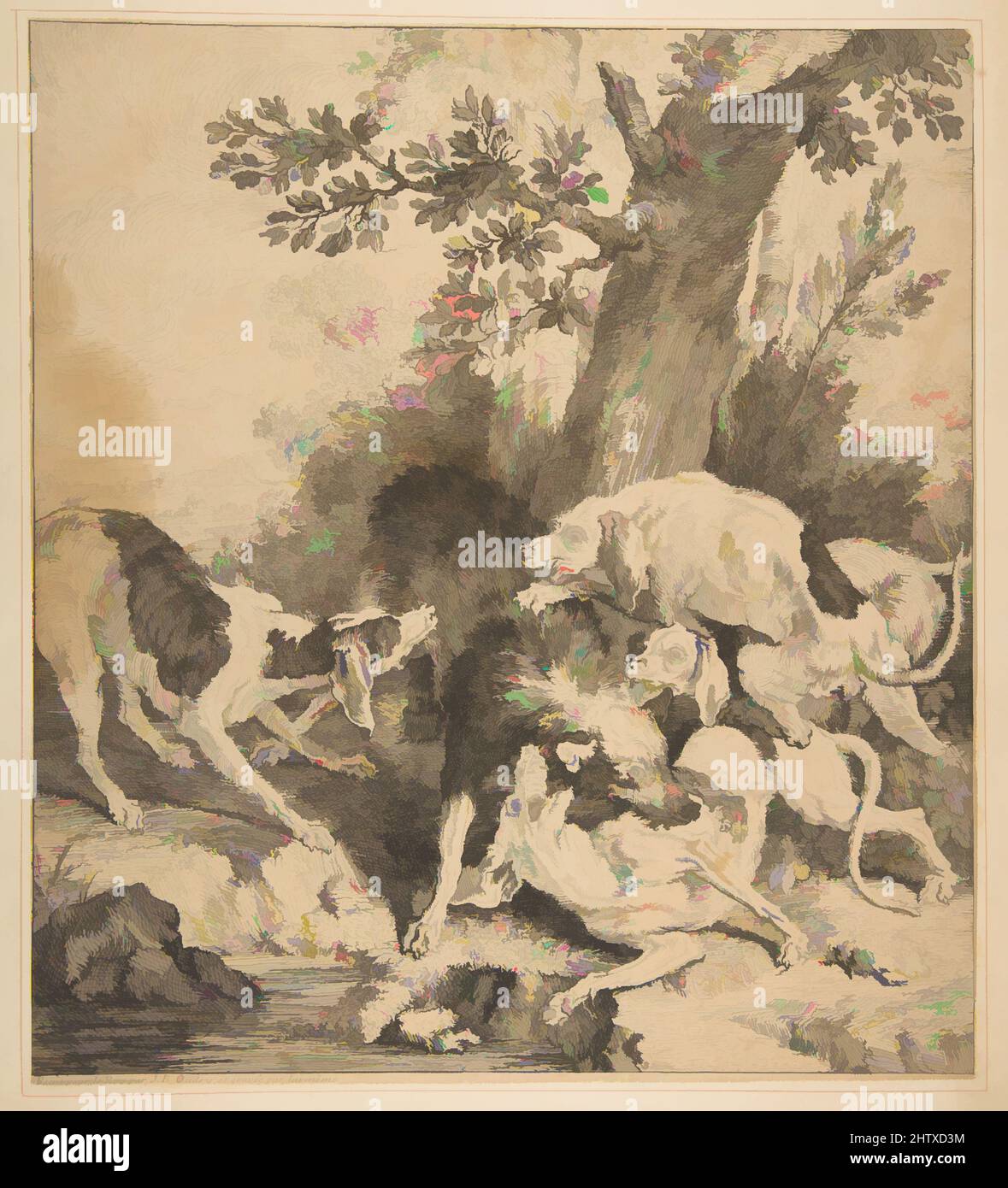 Art inspiré par Wolf Hunt, 1725, Etching, image : 12 3/16 x 7 5/8 po. (30,9 x 19,3 cm), tirages, Jean-Baptiste Oudry (français, Paris 1686–1755 Beauvais, oeuvres classiques modernisées par Artotop avec une touche de modernité. Formes, couleur et valeur, impact visuel accrocheur sur l'art émotions par la liberté d'œuvres d'art d'une manière contemporaine. Un message intemporel qui cherche une nouvelle direction créative. Artistes qui se tournent vers le support numérique et créent le NFT Artotop Banque D'Images