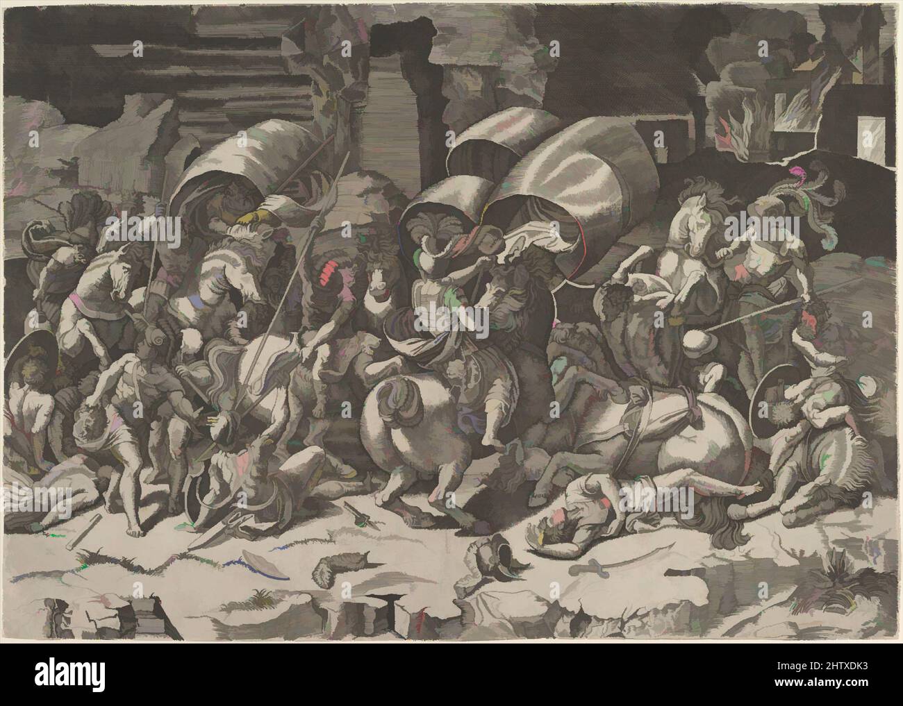 Art inspiré par la bataille avec un Cutlass, ca. 1515–27, gravure, feuille : 12 11/16 x 18 1/16 po. (32,2 x 45,8 cm), Prints, Marco Dente (Italien, Ravenne, actif par 1515–mort 1527 Rome), après Giulio Romano (Italien, Rome 1499?–1546 Mantoue, oeuvres classiques modernisées par Artotop avec une touche de modernité. Formes, couleur et valeur, impact visuel accrocheur sur l'art émotions par la liberté d'œuvres d'art d'une manière contemporaine. Un message intemporel qui cherche une nouvelle direction créative. Artistes qui se tournent vers le support numérique et créent le NFT Artotop Banque D'Images