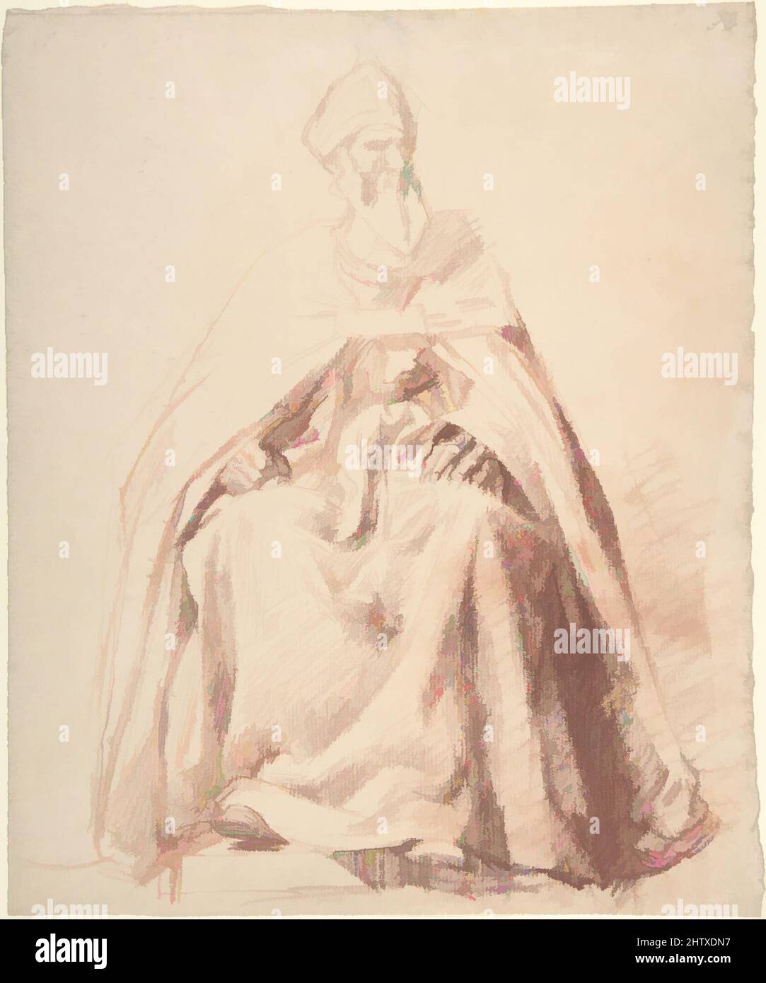 Art inspiré par la craie assise, 1830–71, craie rouge, total : 11 x 9 1/8in. (28 x 23,1cm), dessins, Alexandre Laemlein (français, Hohenfeld 1813–1871 Pontlevoy, œuvres classiques modernisées par Artotop avec une touche de modernité. Formes, couleur et valeur, impact visuel accrocheur sur l'art émotions par la liberté d'œuvres d'art d'une manière contemporaine. Un message intemporel qui cherche une nouvelle direction créative. Artistes qui se tournent vers le support numérique et créent le NFT Artotop Banque D'Images