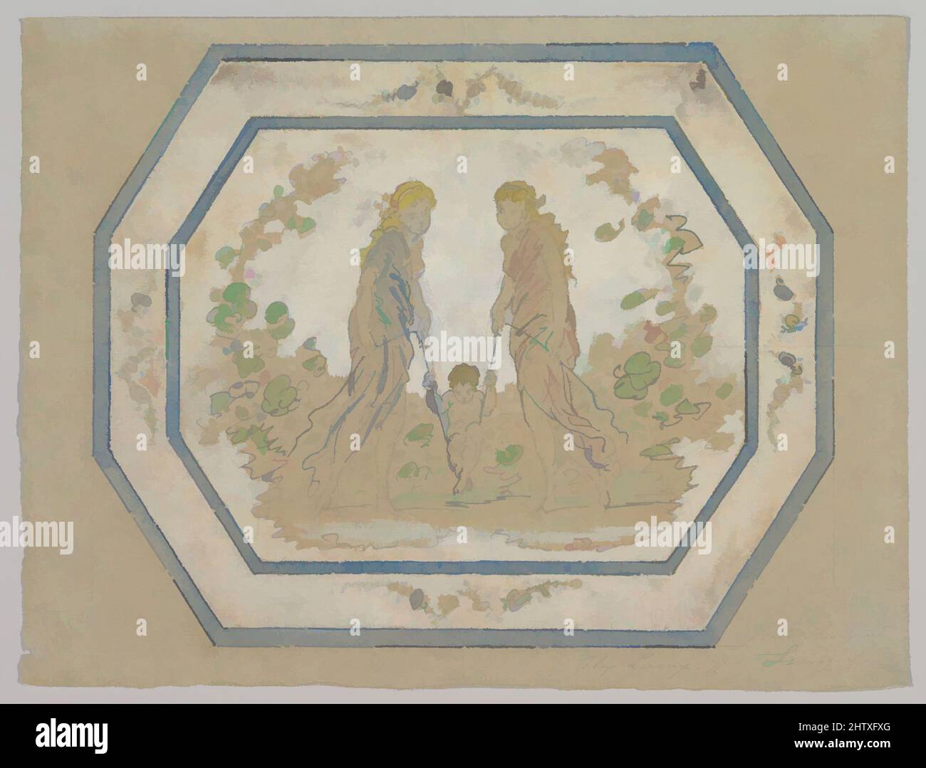 Art inspiré par Design for a Porcelain Platter, 1777, aquarelle rehaussé de blanc, feuille: 9 1/8 x 12 3/16 po. (23,2 x 31 cm), Leroux (français, 18th siècle, oeuvres classiques modernisées par Artotop avec une touche de modernité. Formes, couleur et valeur, impact visuel accrocheur sur l'art émotions par la liberté d'œuvres d'art d'une manière contemporaine. Un message intemporel qui cherche une nouvelle direction créative. Artistes qui se tournent vers le support numérique et créent le NFT Artotop Banque D'Images