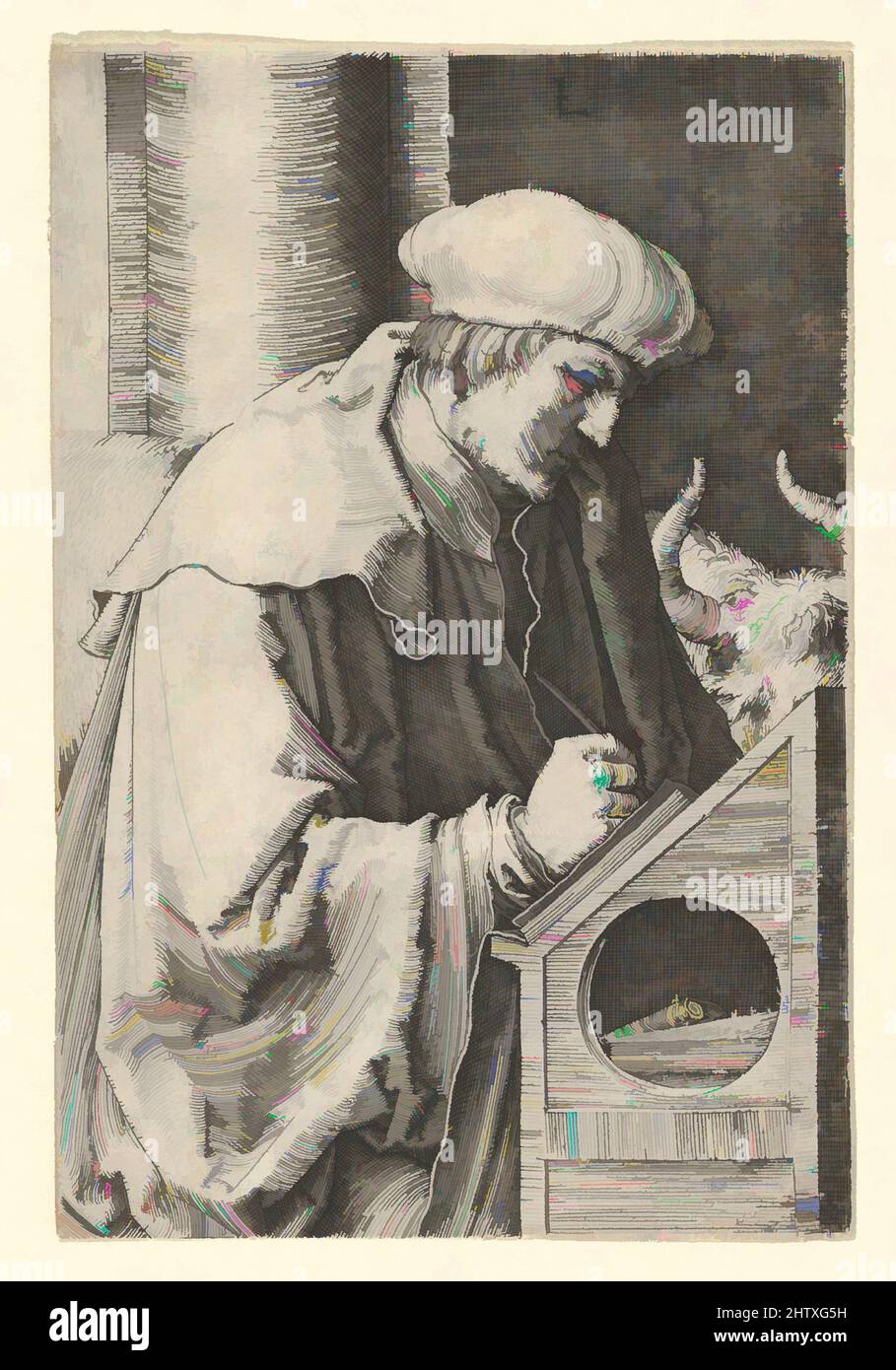 Art inspiré par Saint-Luc, 1518, gravure, feuille : 4 3/8 x 2 15/16 po. (11,1 x 7,5 cm), tirages, Lucas van Leyden (Netherlandish, Leiden ca. 1494–1533 Leiden, œuvres classiques modernisées par Artotop avec une touche de modernité. Formes, couleur et valeur, impact visuel accrocheur sur l'art émotions par la liberté d'œuvres d'art d'une manière contemporaine. Un message intemporel qui cherche une nouvelle direction créative. Artistes qui se tournent vers le support numérique et créent le NFT Artotop Banque D'Images