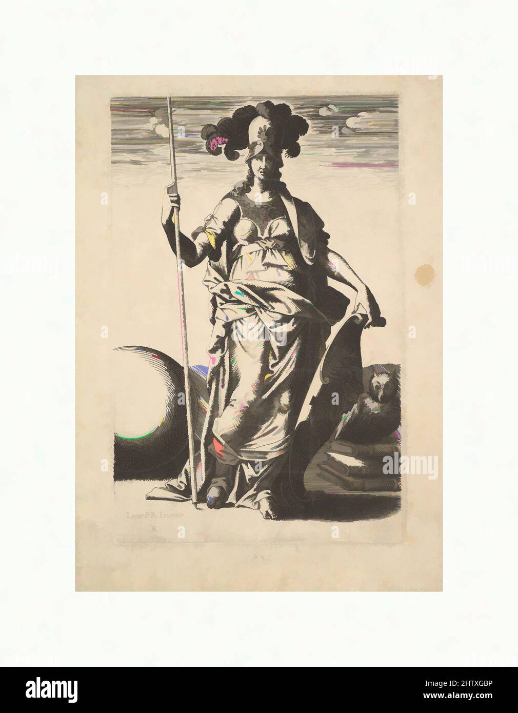 Art inspiré par Pallas Athena, s.d., gravure, plaque : 7 1/2 x 4 13/16 po. (19 x 12,2 cm), estampes, René Boyvin (français, Angers ca. 1525 environ 1625 Angers (?)), après Luca Penni (Italien, Florence 1500/1504–1557 Paris, oeuvres classiques modernisées par Artotop avec un peu de modernité. Formes, couleur et valeur, impact visuel accrocheur sur l'art émotions par la liberté d'œuvres d'art d'une manière contemporaine. Un message intemporel qui cherche une nouvelle direction créative. Artistes qui se tournent vers le support numérique et créent le NFT Artotop Banque D'Images