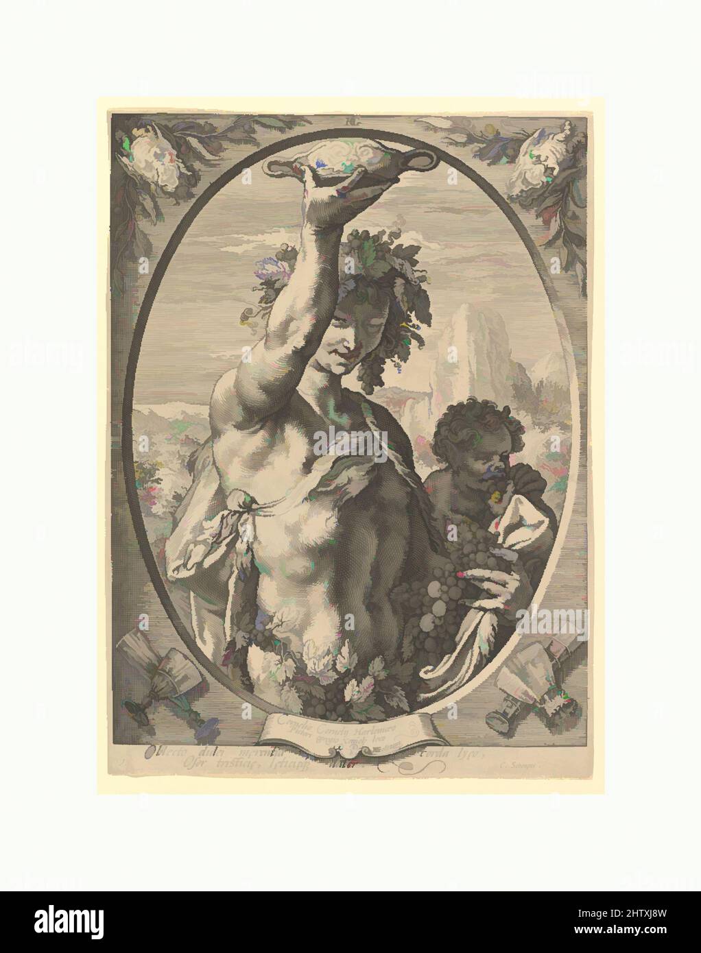 Art inspiré par Bacchus, s.d., gravure, feuille : 9 13/16 x 7 3/16 po. (25 x 18,2 cm), Prints, Hendrick Goltzius (Netherlandish, Mühlbracht 1558–1617 Haarlem, œuvres classiques modernisées par Artotop avec une touche de modernité. Formes, couleur et valeur, impact visuel accrocheur sur l'art émotions par la liberté d'œuvres d'art d'une manière contemporaine. Un message intemporel qui cherche une nouvelle direction créative. Artistes qui se tournent vers le support numérique et créent le NFT Artotop Banque D'Images