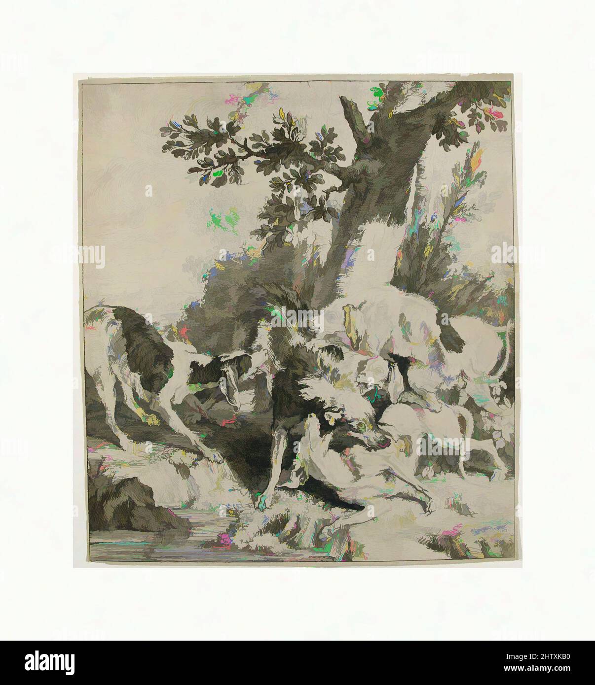 Art inspiré par Wolf Hunt, 1725, Etching, feuille : 12 1/4 x 10 7/8 po. (31,1 x 27,7 cm), tirages, Jean-Baptiste Oudry (français, Paris 1686–1755 Beauvais, oeuvres classiques modernisées par Artotop avec une touche de modernité. Formes, couleur et valeur, impact visuel accrocheur sur l'art émotions par la liberté d'œuvres d'art d'une manière contemporaine. Un message intemporel qui cherche une nouvelle direction créative. Artistes qui se tournent vers le support numérique et créent le NFT Artotop Banque D'Images